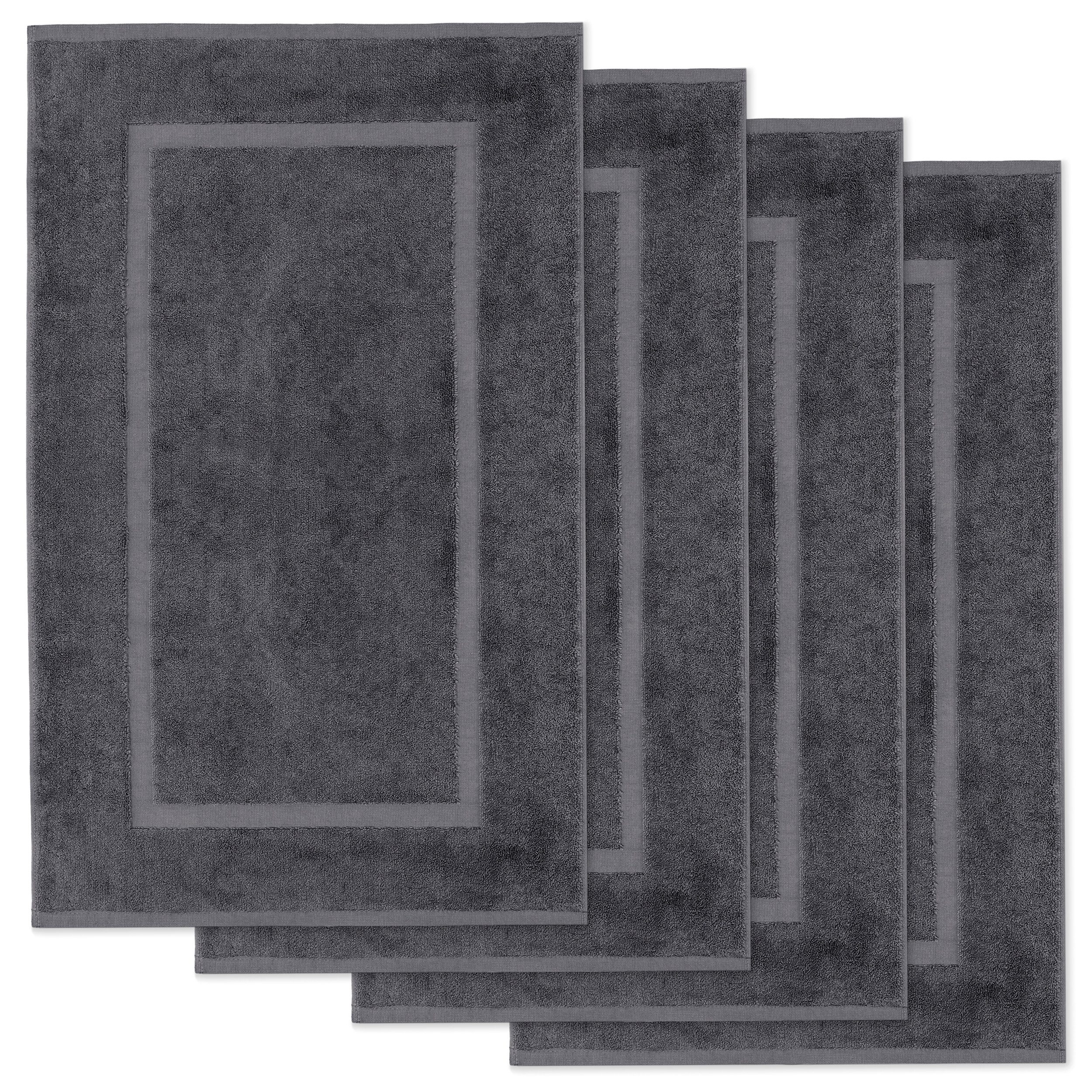 Lavea Badematte 4er Set Badeteppiche Elena Frottee 50x80 cm Badvorleger, 100% Baumwolle, 500 g/m² Frottier, weich & saugstark, pflegeleicht