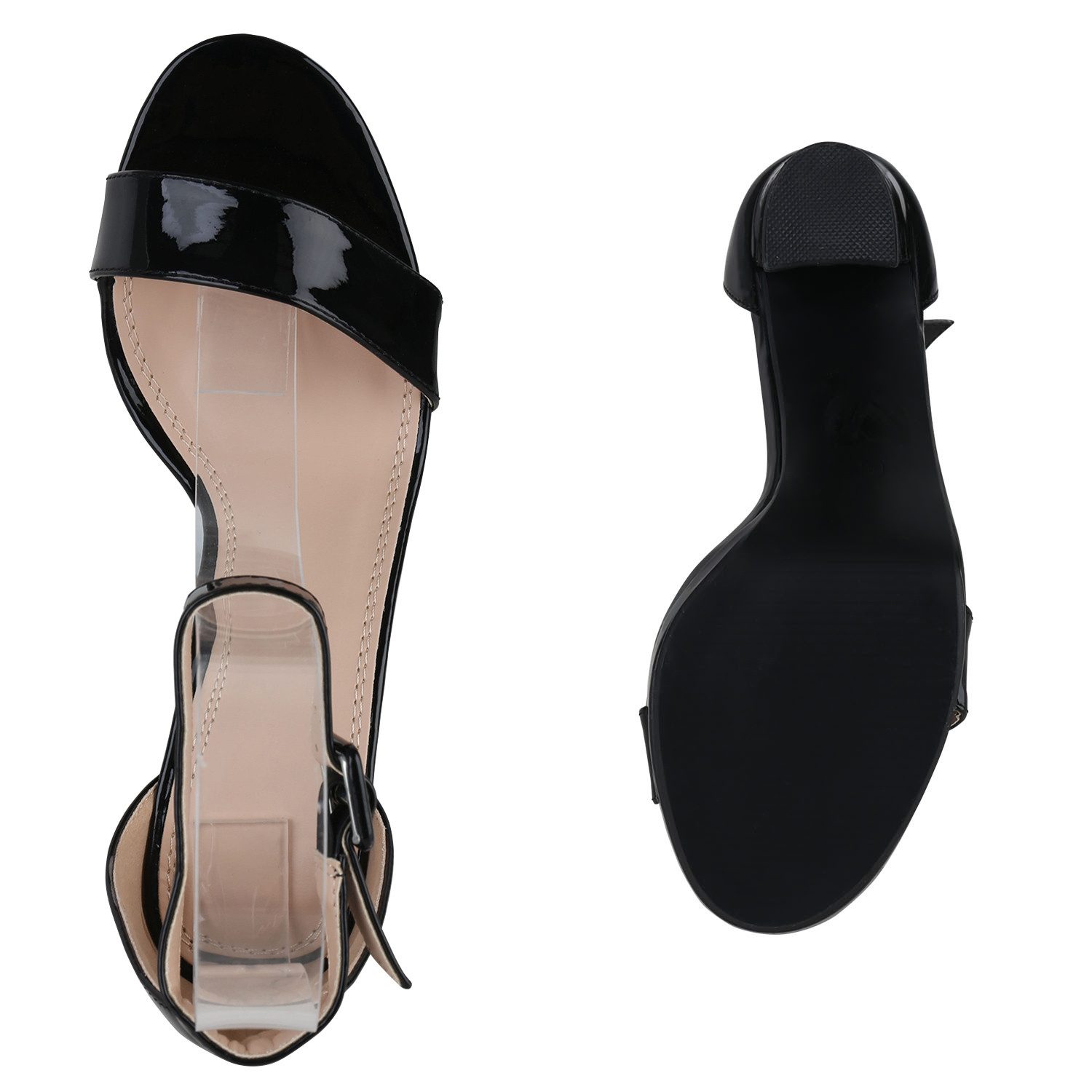 VAN HILL 839444 Sandalette Damen Klassische Sandaletten Blockabsatz Lack Absatz-