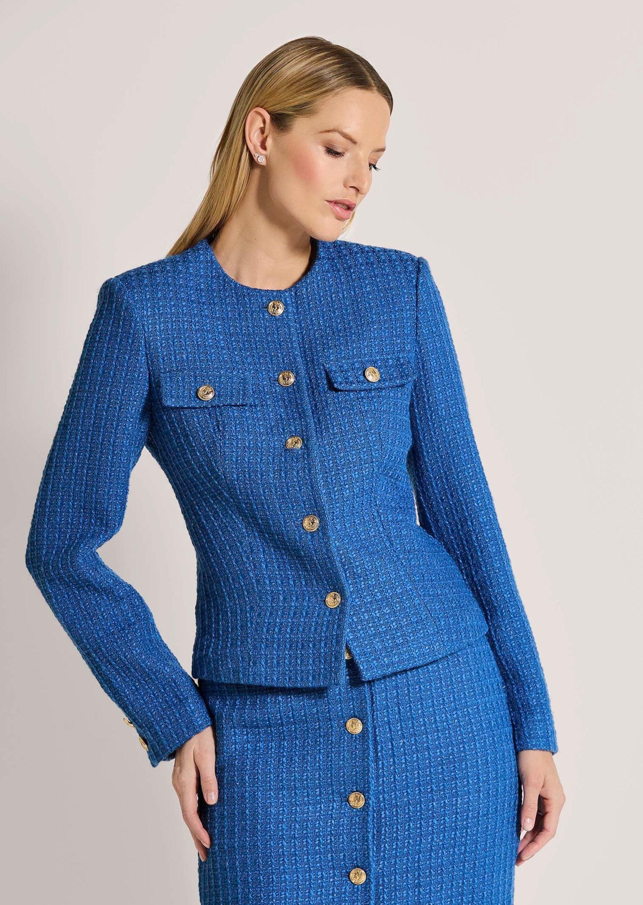 MADELEINE Kurzblazer Couturiger Kurzblazer mit goldfarbenen günstig online kaufen