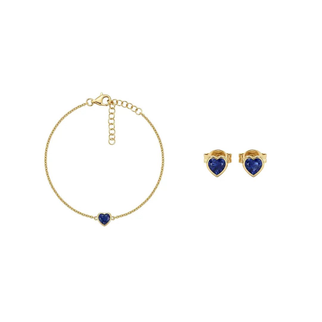 Suzan Gold Schmuckset Set 925 sterling silber damen schmuckset herz blau armband ohrringe