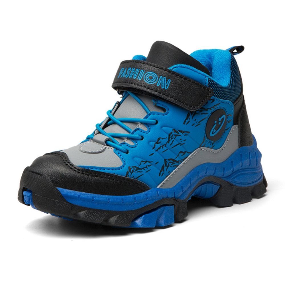 Wanderschuh grau HUSKSWARE Mit Stahlkrallen) (Kinder-Sneaker, blau Klettverschluss griffigen Kinder-Sneaker praktischem und