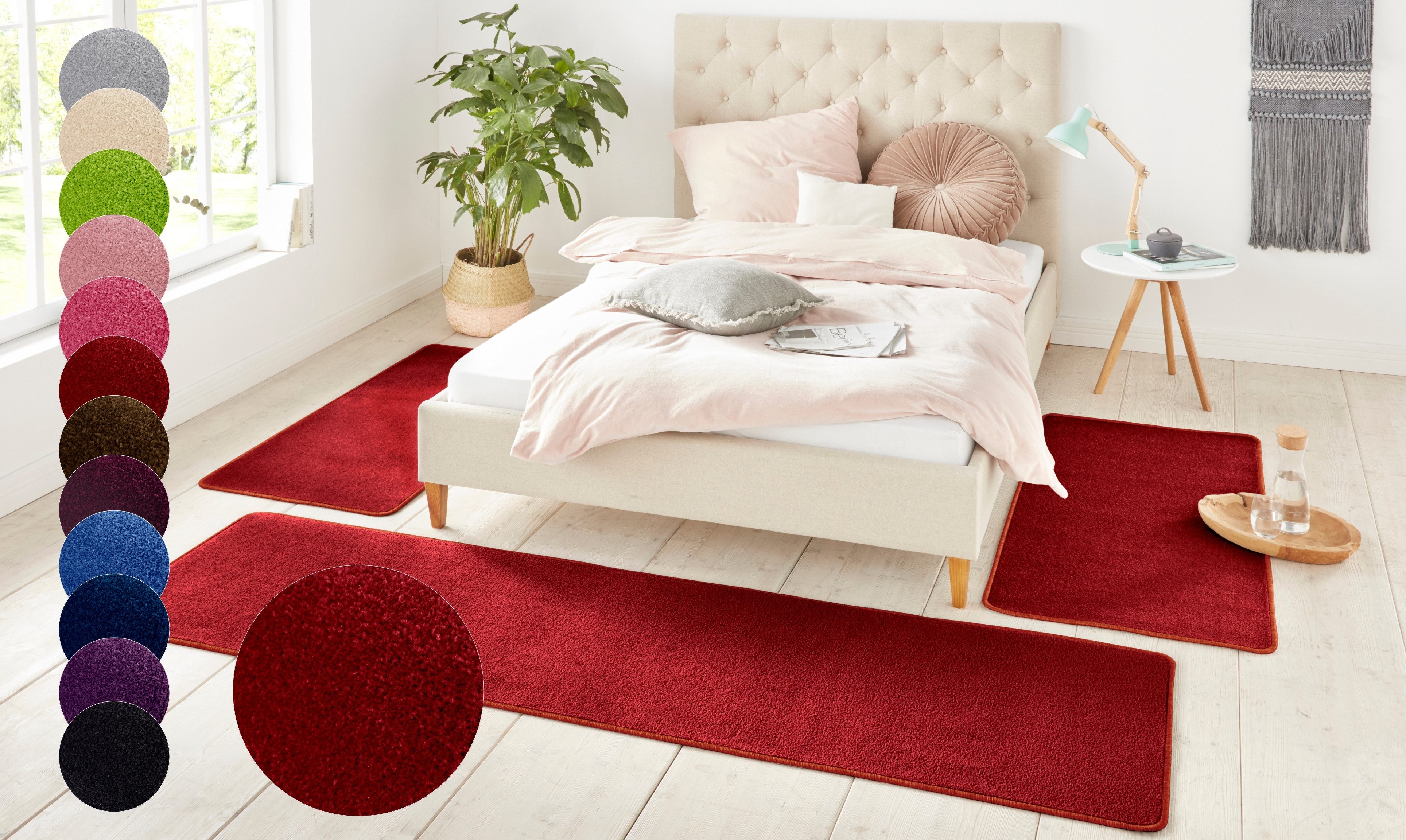 HANSE Home Bettumrandung Shashi, Höhe 8 mm, (3-tlg), Kurzflor, Unifarben, T günstig online kaufen
