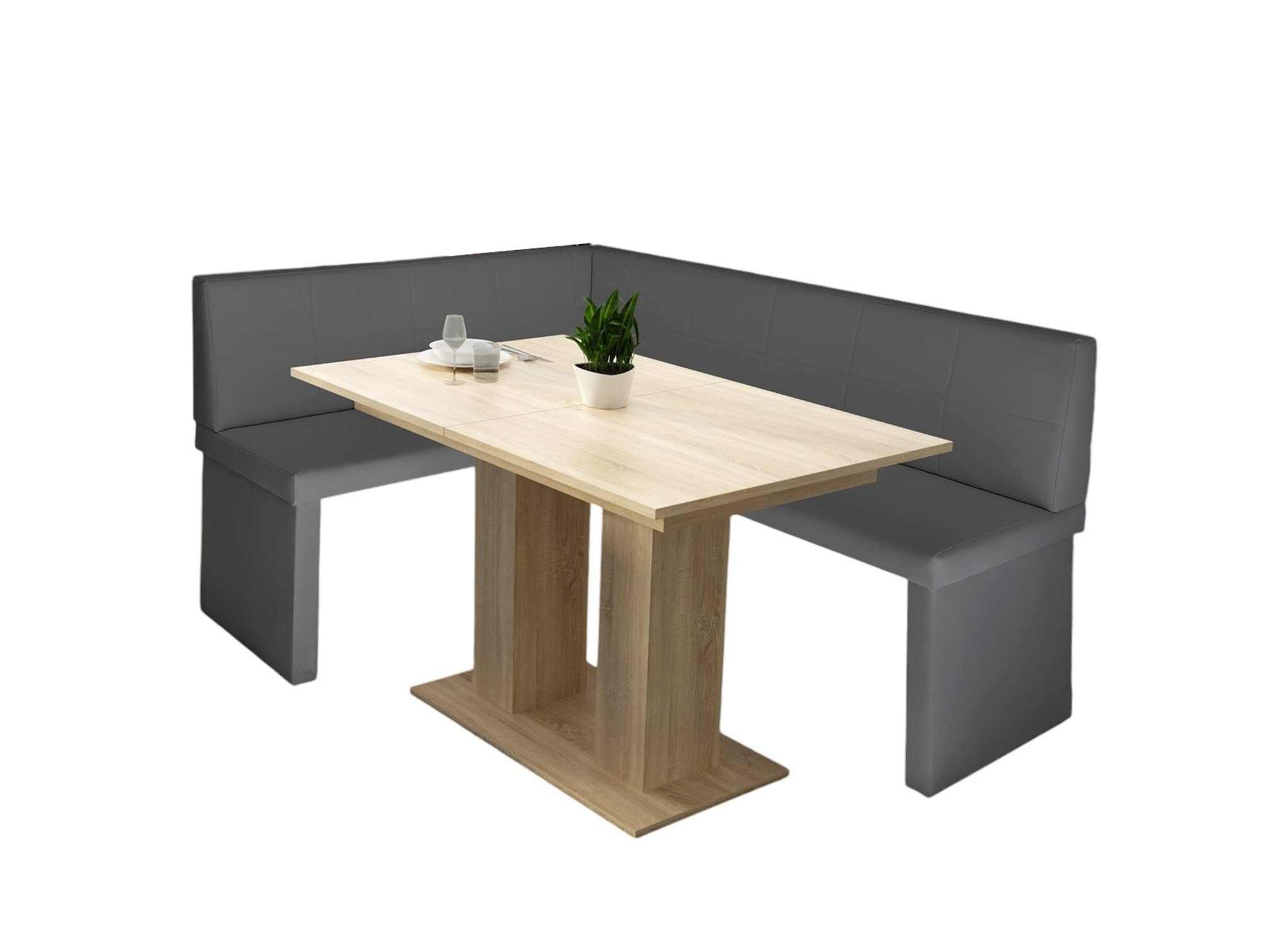 Fun Möbel Eckbankgruppe Eckbankgruppe Robin XL Kunstleder 196x142cm mit Tisch in Sonoma Eiche, ausziehbarer Tisch