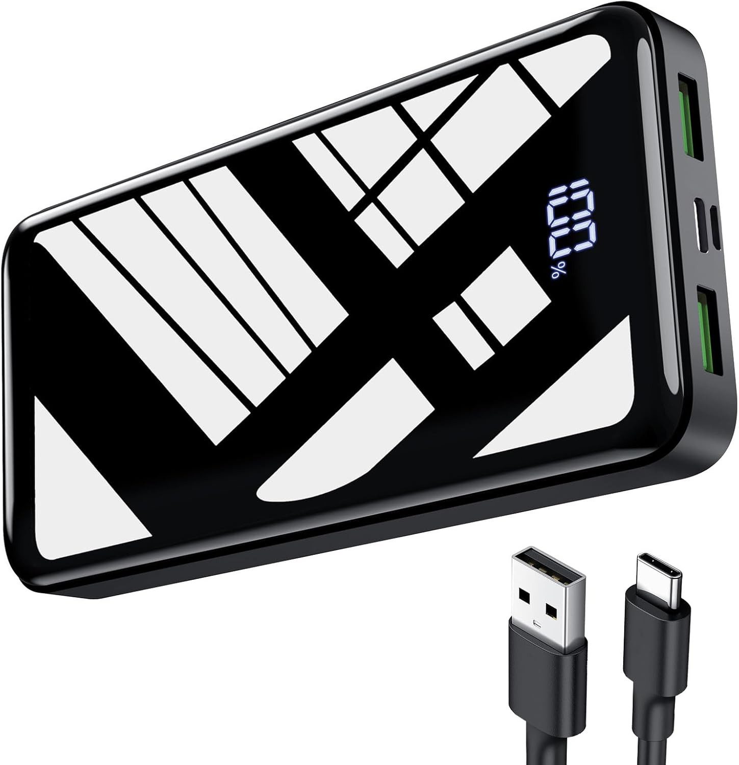 Pdgrid 24000 mAh 22,5 W 4 Ausgänge mit LED-Display Externe-Batterie Powerbank 4 Ausgänge: 2x USB-A, 1×Type-C, 1×Micro 24000 mAh, Aufladen Ladegerät