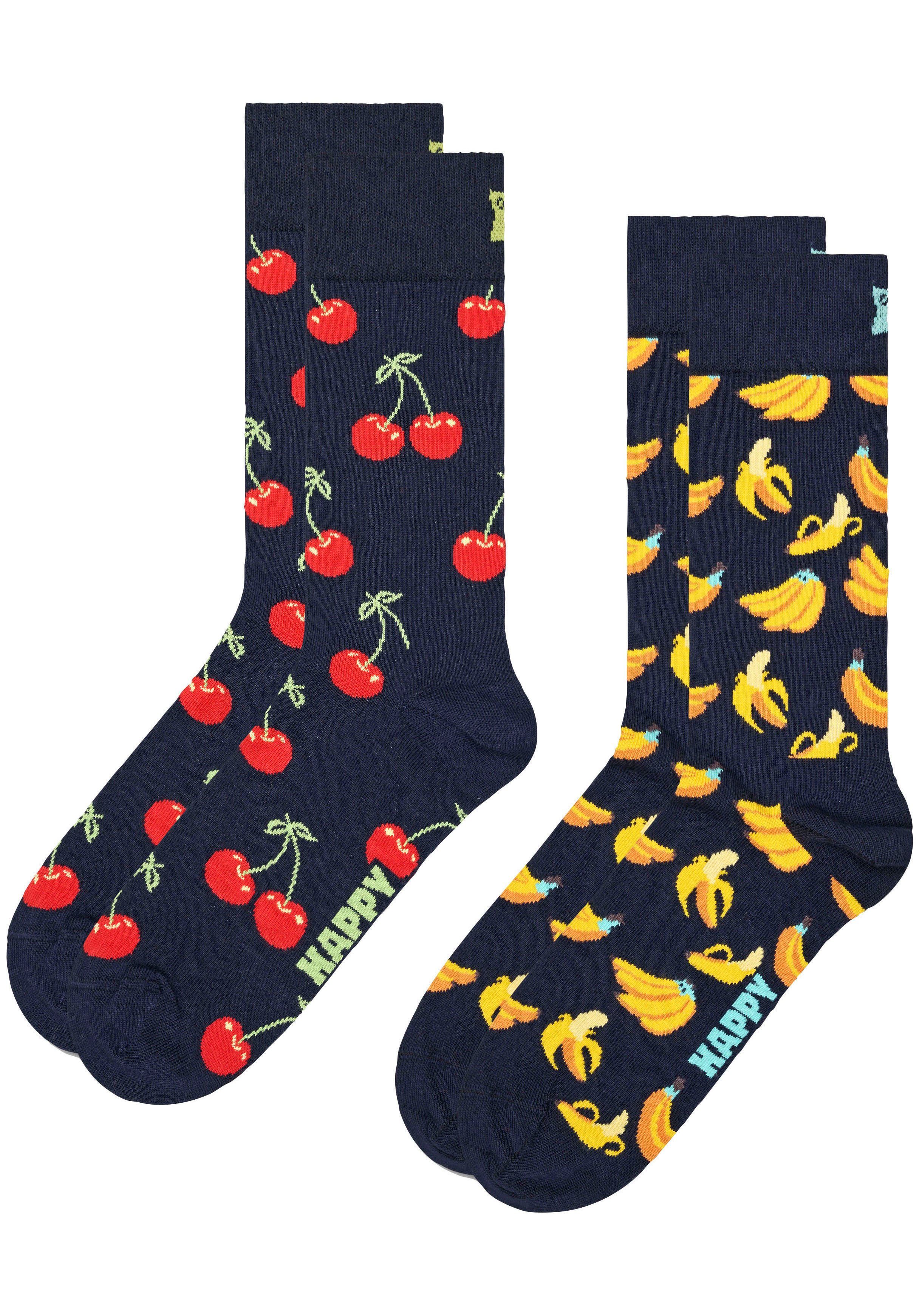 2-Paar) Socks Socken Cherry Happy Classic Banana Socks (Packung, Socks & Cherry