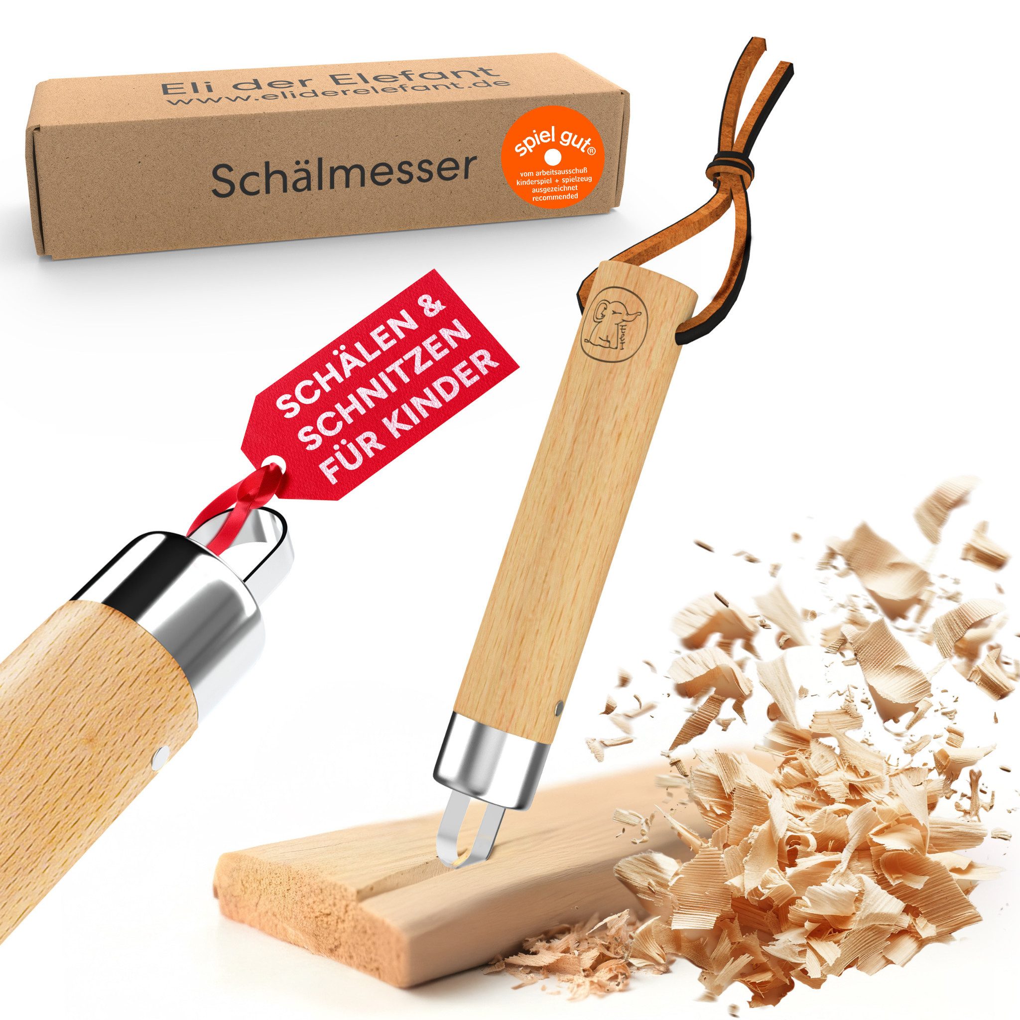Eli Taschenmesser Schnitzmesser für Kinder mit runder Klinge ab 8 Jahre - Kindermesser, (Schnitzset - Kinderschnitzmesser -, Schnitzwerkzeug), Outdoor Messer für Jungen und Mädchen