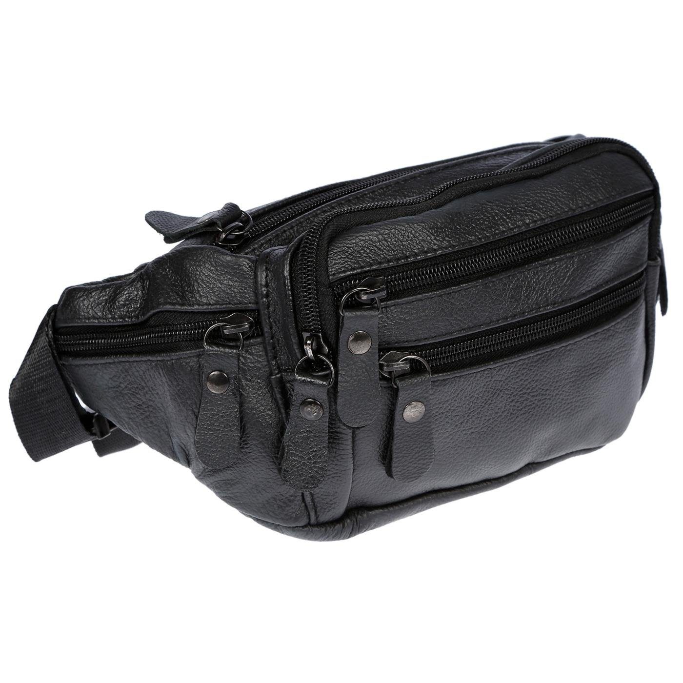 Christian Wippermann Bauchtasche Leder Bauchtasche für Herren Damen Schwarz Braun (1 tlg), Waistbag Hüfttasche Waist Bag