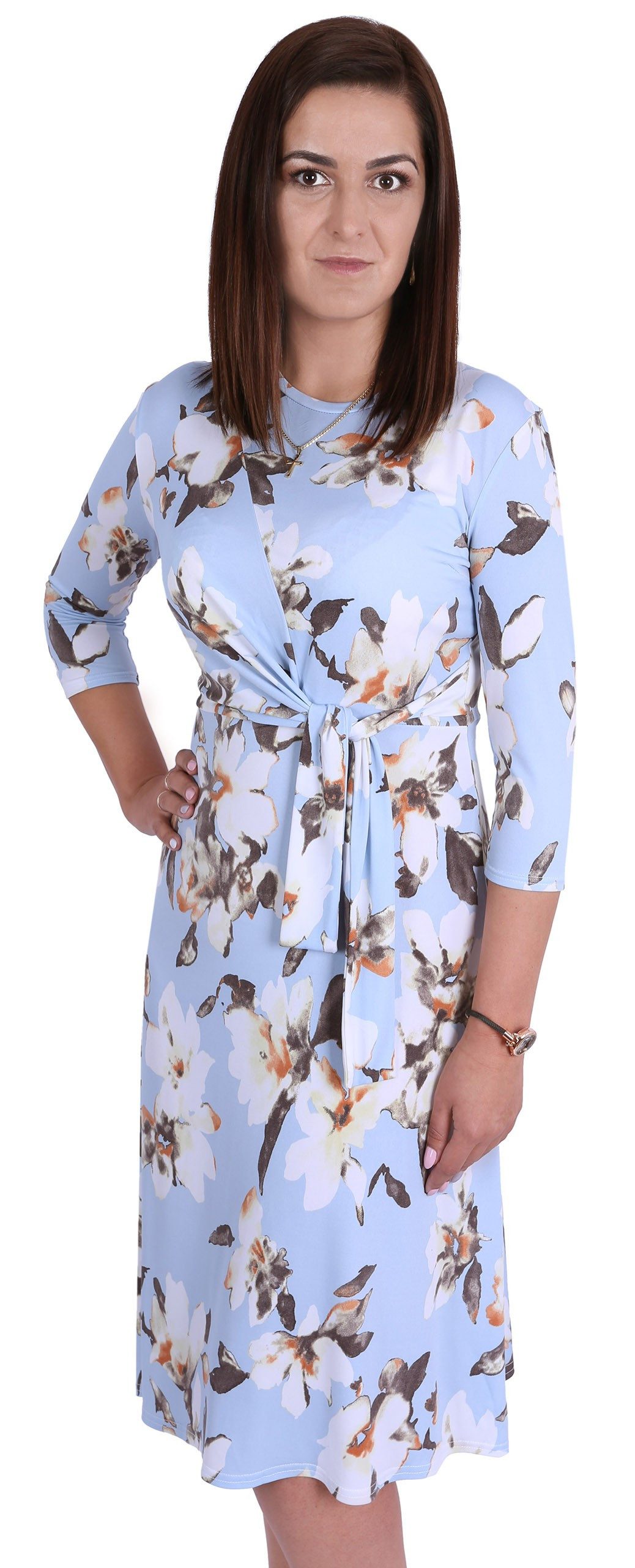 Sarcia.eu Midikleid Ein blaues, asymmetrisches Blumenkleid John Zack S
