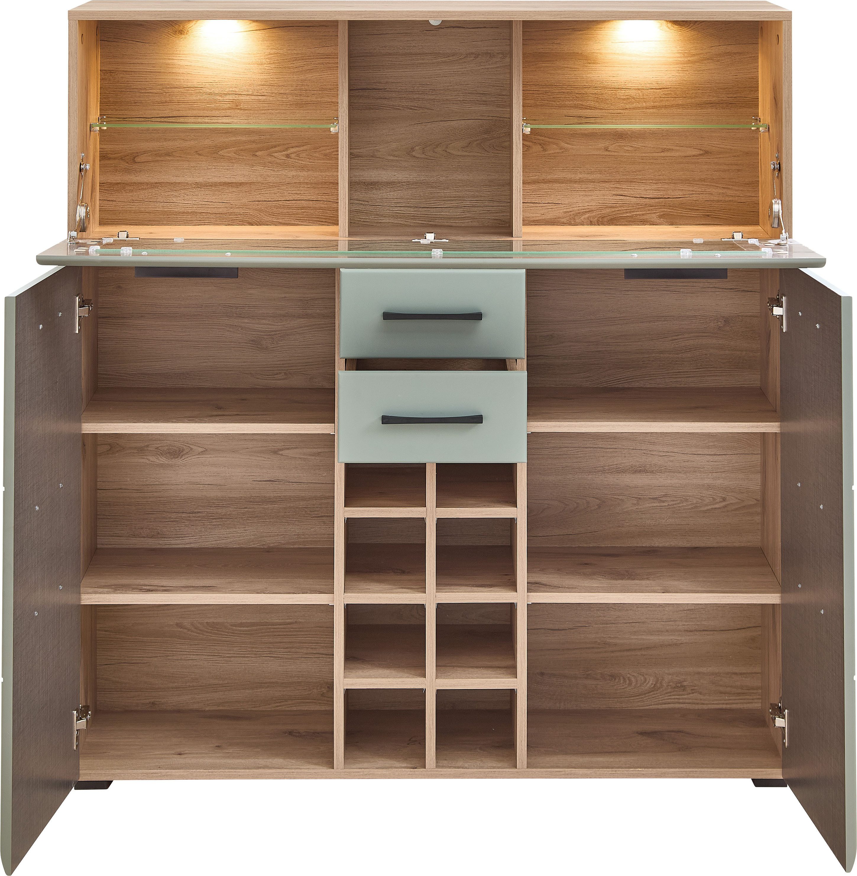 Innostyle Barschrank FUN PLUS II 2 Holztüren, 19 Fächer, 1 Klappe, Softclose, ABS Kantenschutz