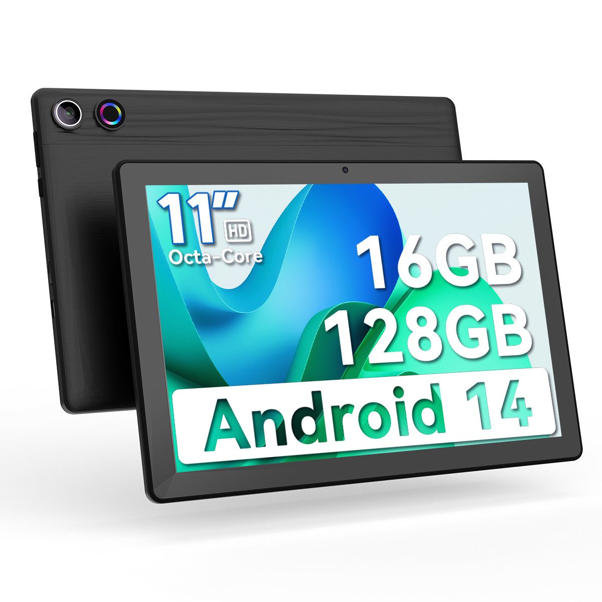 Happybe 11 Zoll Android 14, 128 GB 1 TB TF Erweiterbar, HD 1280x800 6800 mAh Tablet (11", 128 GB, 14, Dual Kamera)