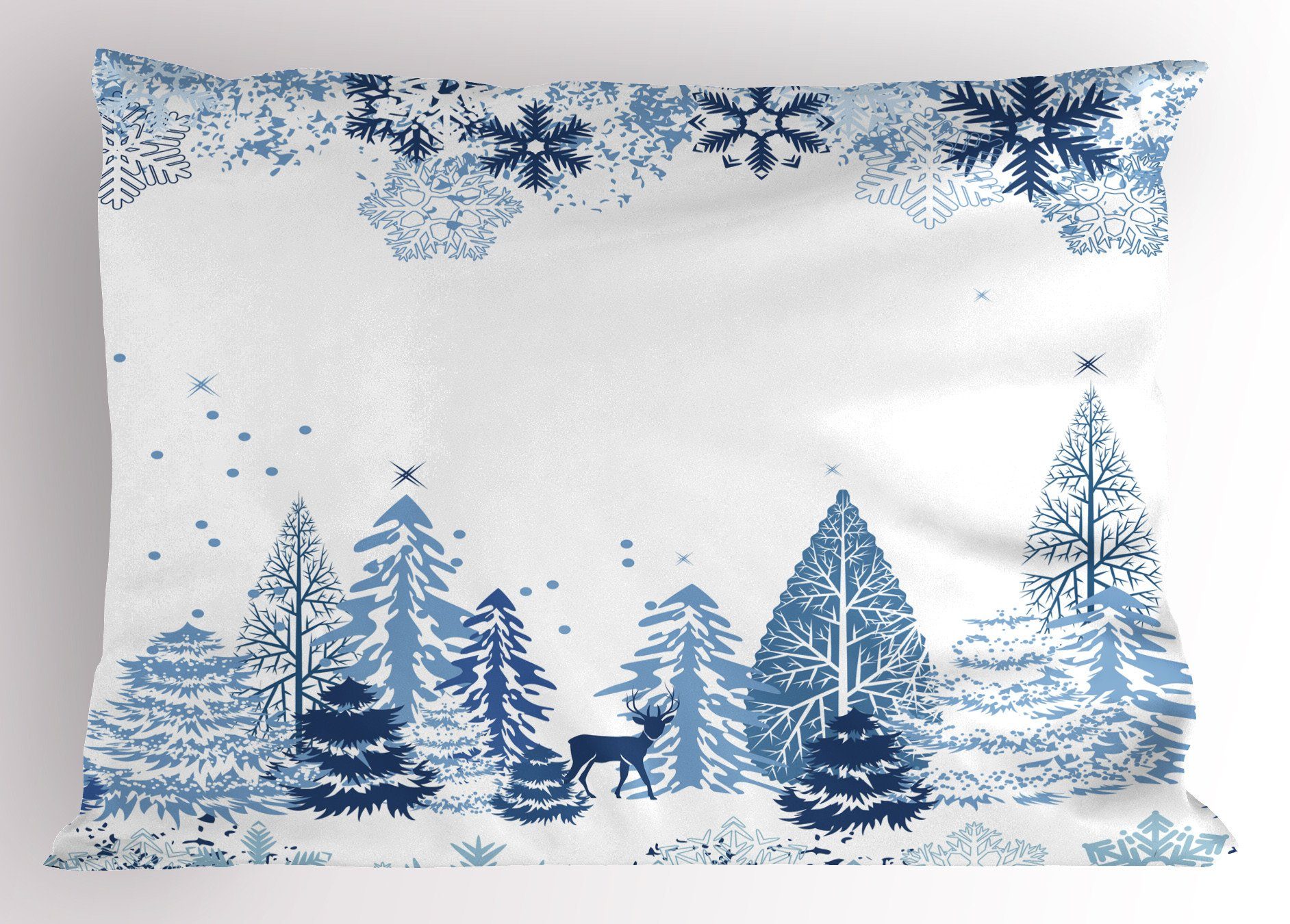 Abakuhaus Size Standard Dekorativer (1 Winter Kissenbezug, Weihnachten Kissenbezüge King Stück), Pine Trees Deer Gedruckter
