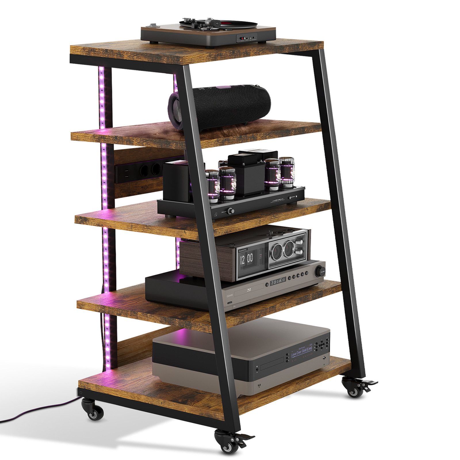 XERSEK Regalelement HiFi Rack Plattenspieler Tisch mit 2 RGB-LICHTER & Schw günstig online kaufen