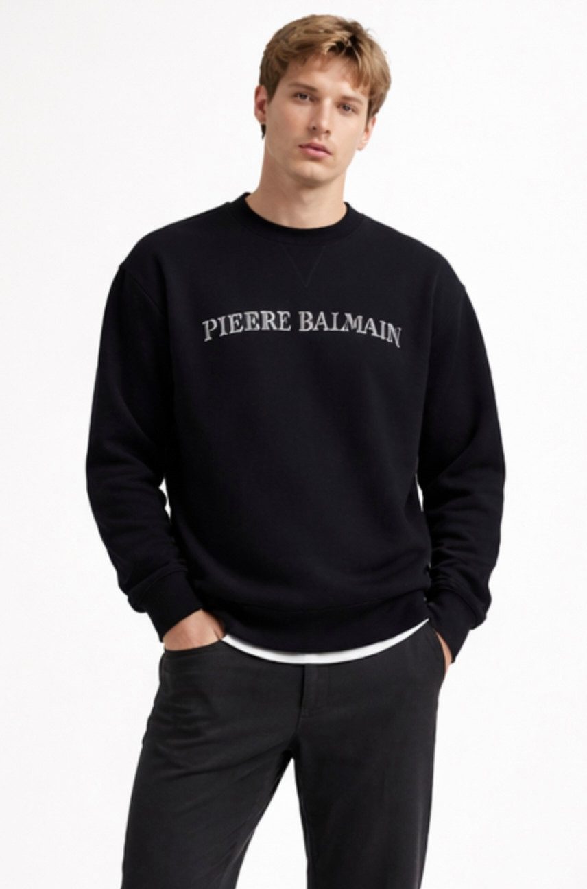 Balmain Paris Sweatshirt Pierre Balmain Pullover Relaxef Comfort Fit Gerippten Kragen mit elastischen Bündchen