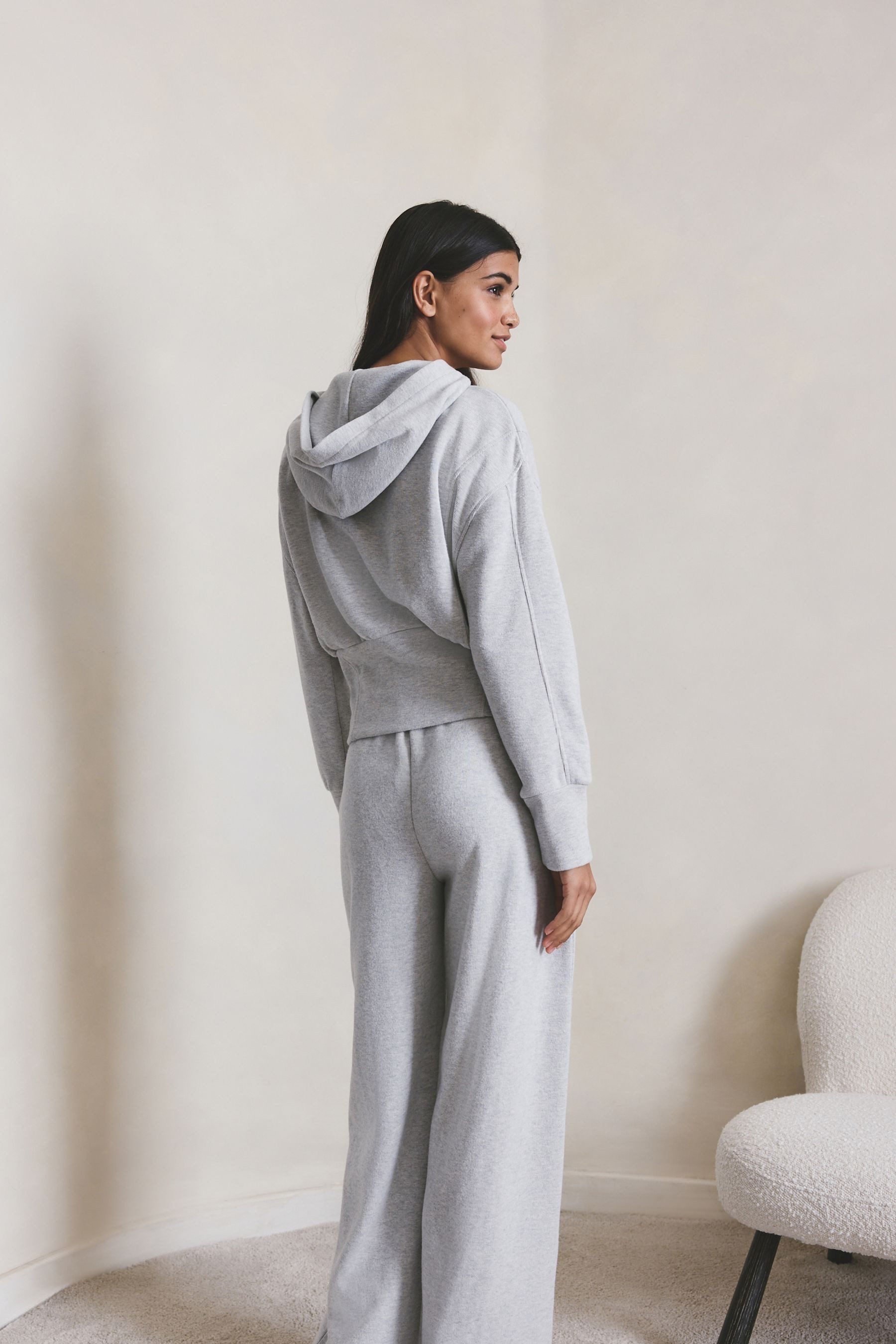 Next Kapuzenpullover Gerippte Kapuzenjacke mit Reißverschluss (1-tlg)