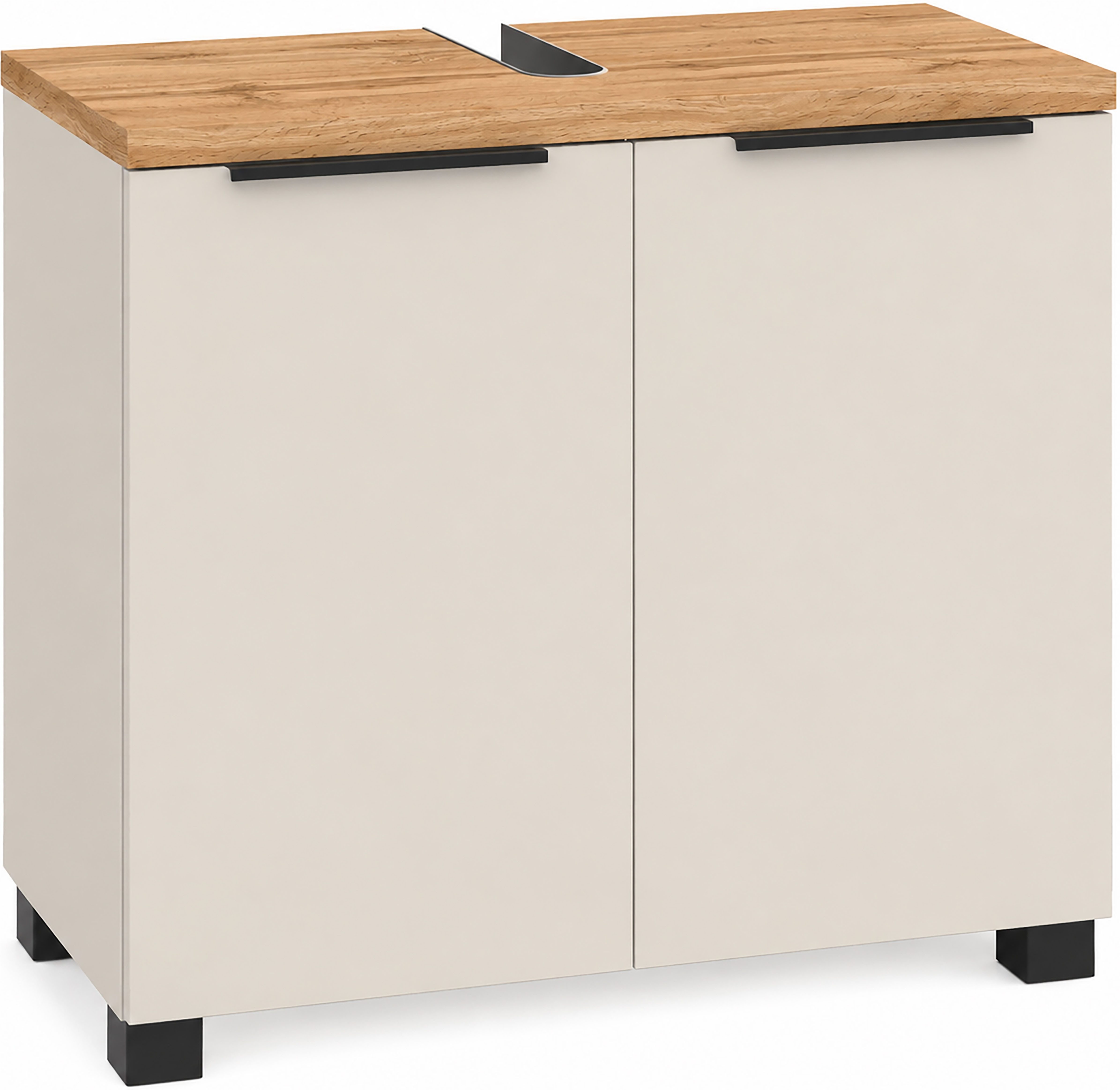 Schildmeyer Waschbeckenunterschrank Saga, mit fühlbarer Holzstruktur, Breite 65 cm, Made in Germany (1-St) Eiche Landhaus Dekor mit fühlbarer Struktur, Made in Germany