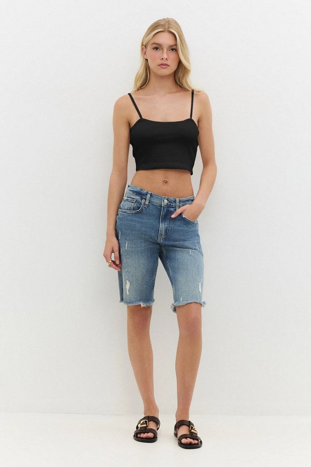 No Matter What T-Shirt Crop-Top mit eckigem Ausschnitt und dünnen Trägern