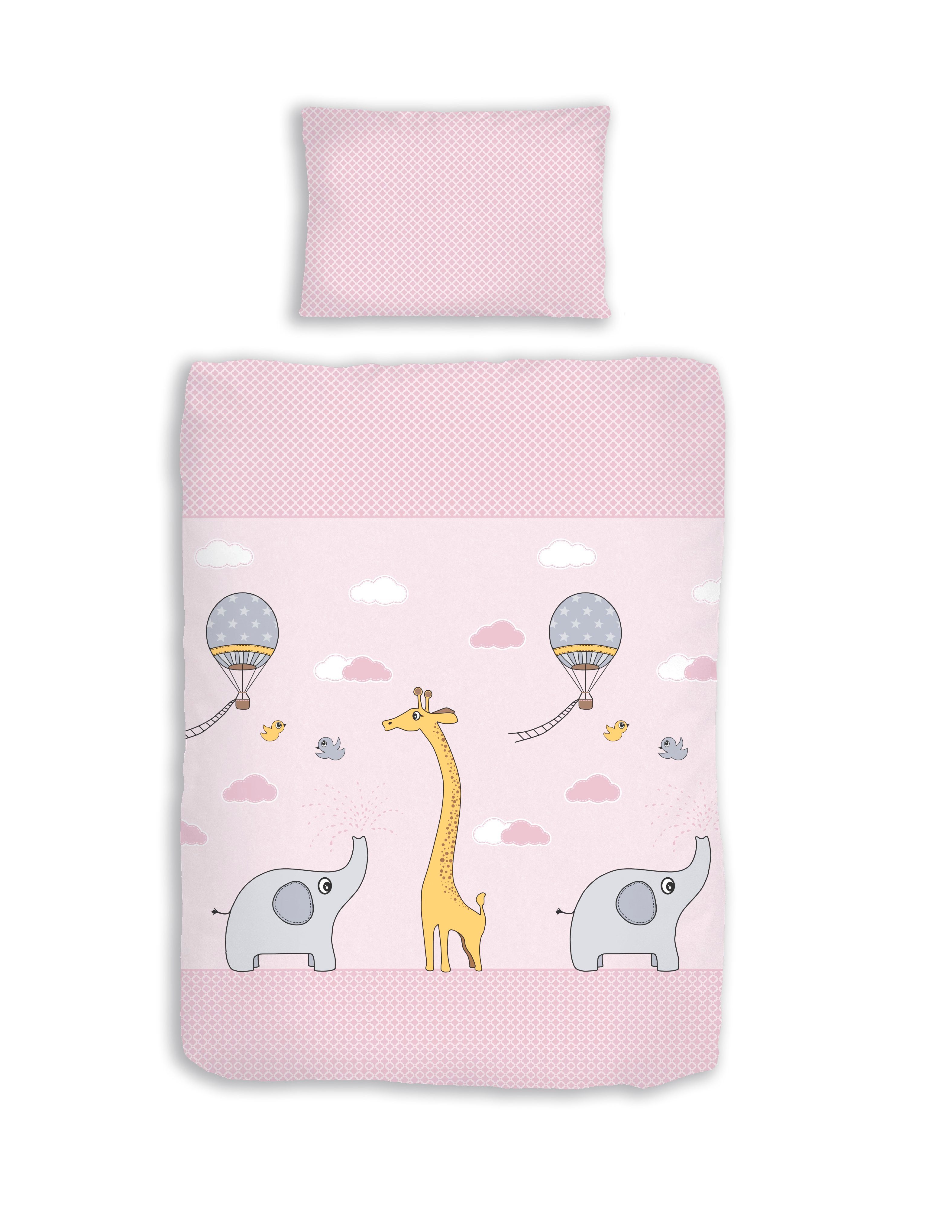 DOBNIG Babybettwäsche Biber Kinderbettgarnitur 2tlg. 100x135 cm rosa mit El günstig online kaufen