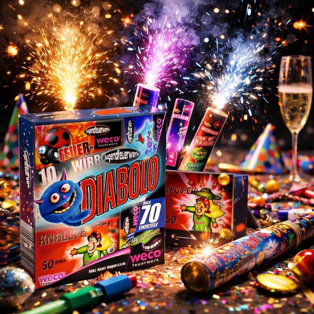 PYROHELD Geburtstagskerze Jugendfeuerwerk Set mit v. T. Silvesterartikeln - Silvester (Set, Set)