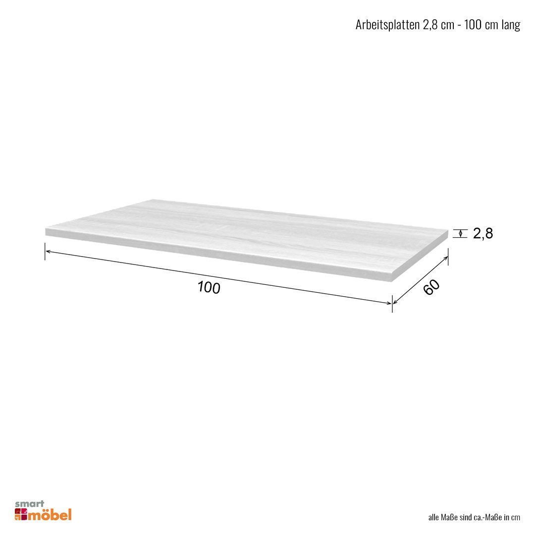 Flex-Well Arbeitsplatte Arbeitsplatte - 100 x 60 x 2,8 cm - Sonoma Eiche – Salerno