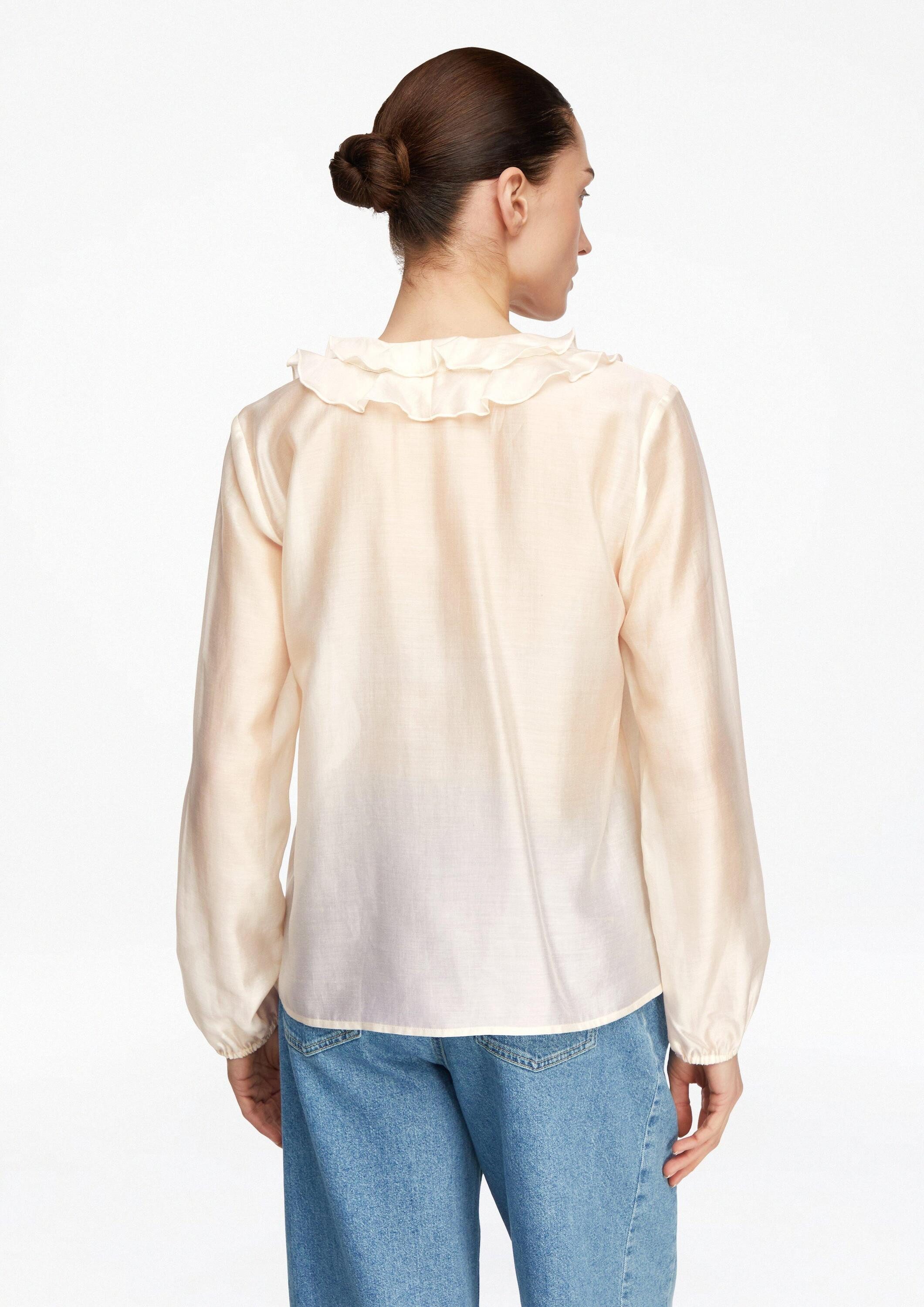 comma Langarmbluse Bluse Lyocell-Bluse mit Volants
