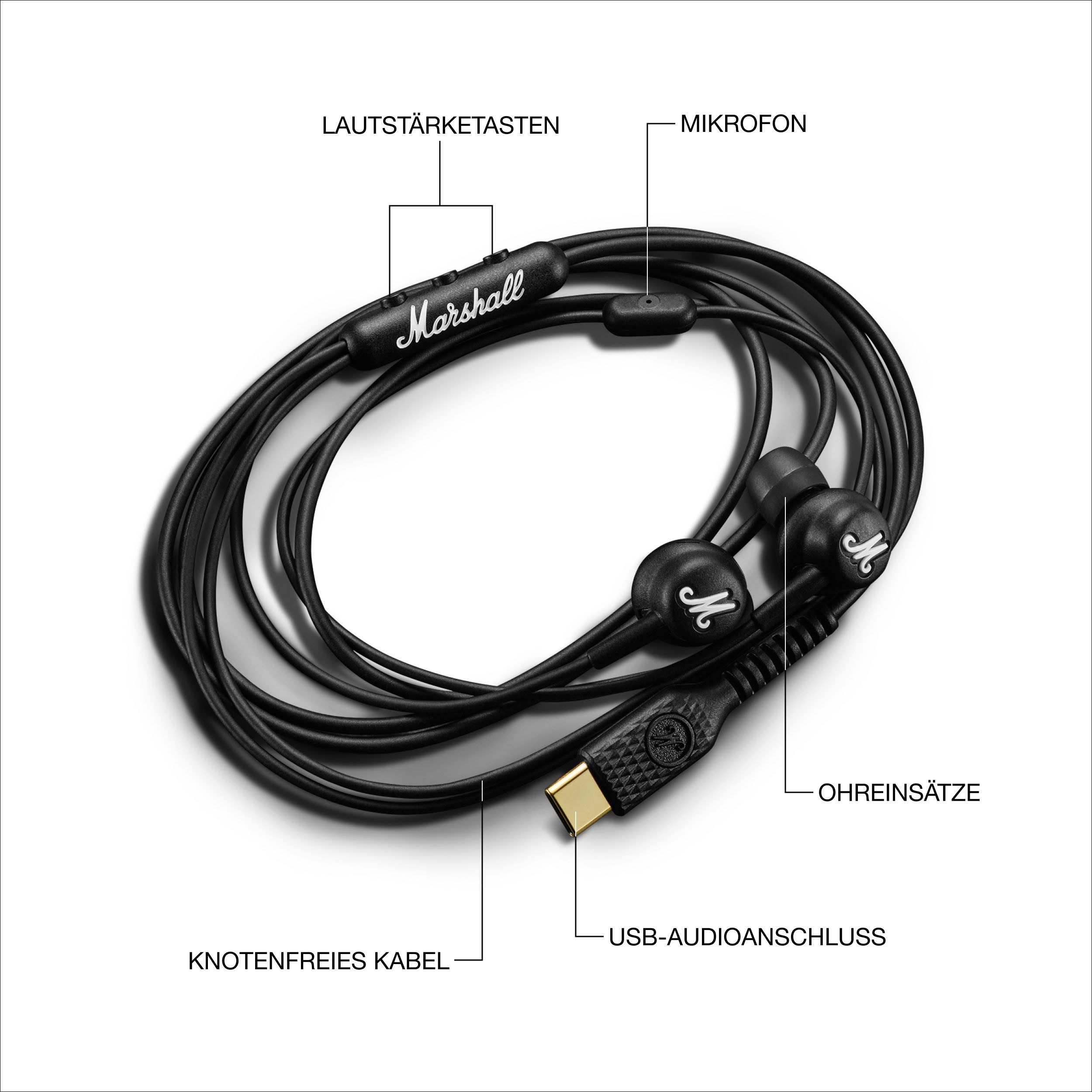 Marshall Mode USB-C In-Ear-Kopfhörer (integrierte Steuerung für Anrufe und Musik, USB-C-Anschluss)