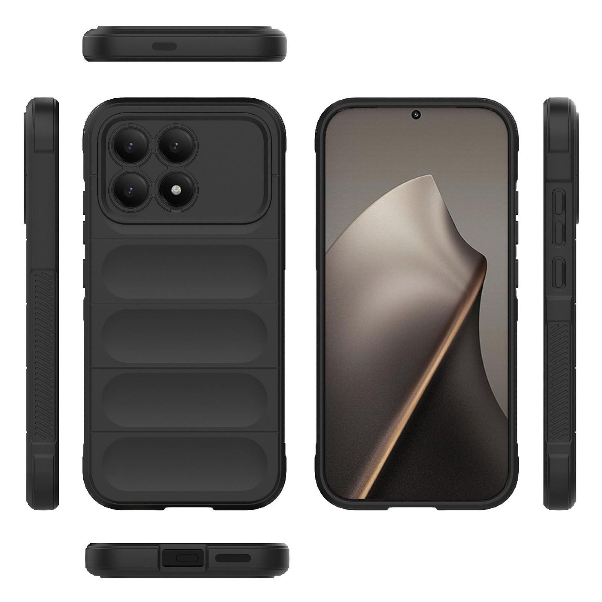 Wigento Handyhülle Kunststoff für Xiaomi Poco F8 Pro TPU Flanell Magic Shield Schwarz, Stoßfeste Design Kunststoff Hülle