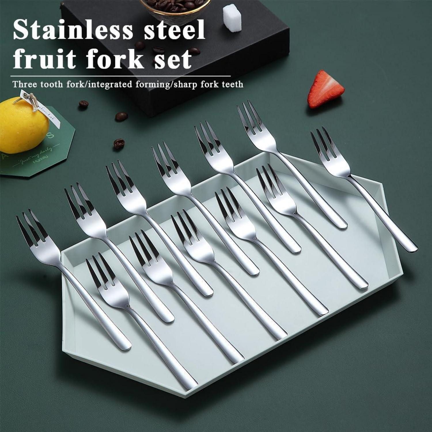 LuxusKollektion Kuchengabel Dessertgabeln 24 Stück 15.6cm Edelstahl spülmaschinenfest 2. Silber.24