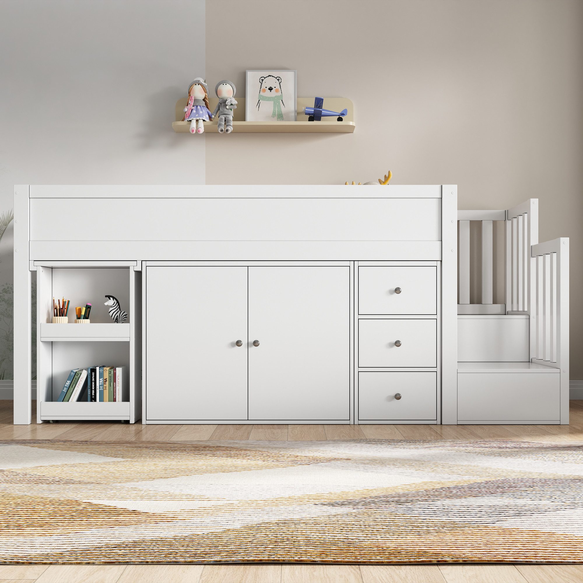 Merax Hochbett Holz Kinderbett 90x200cm mit günstig online kaufen