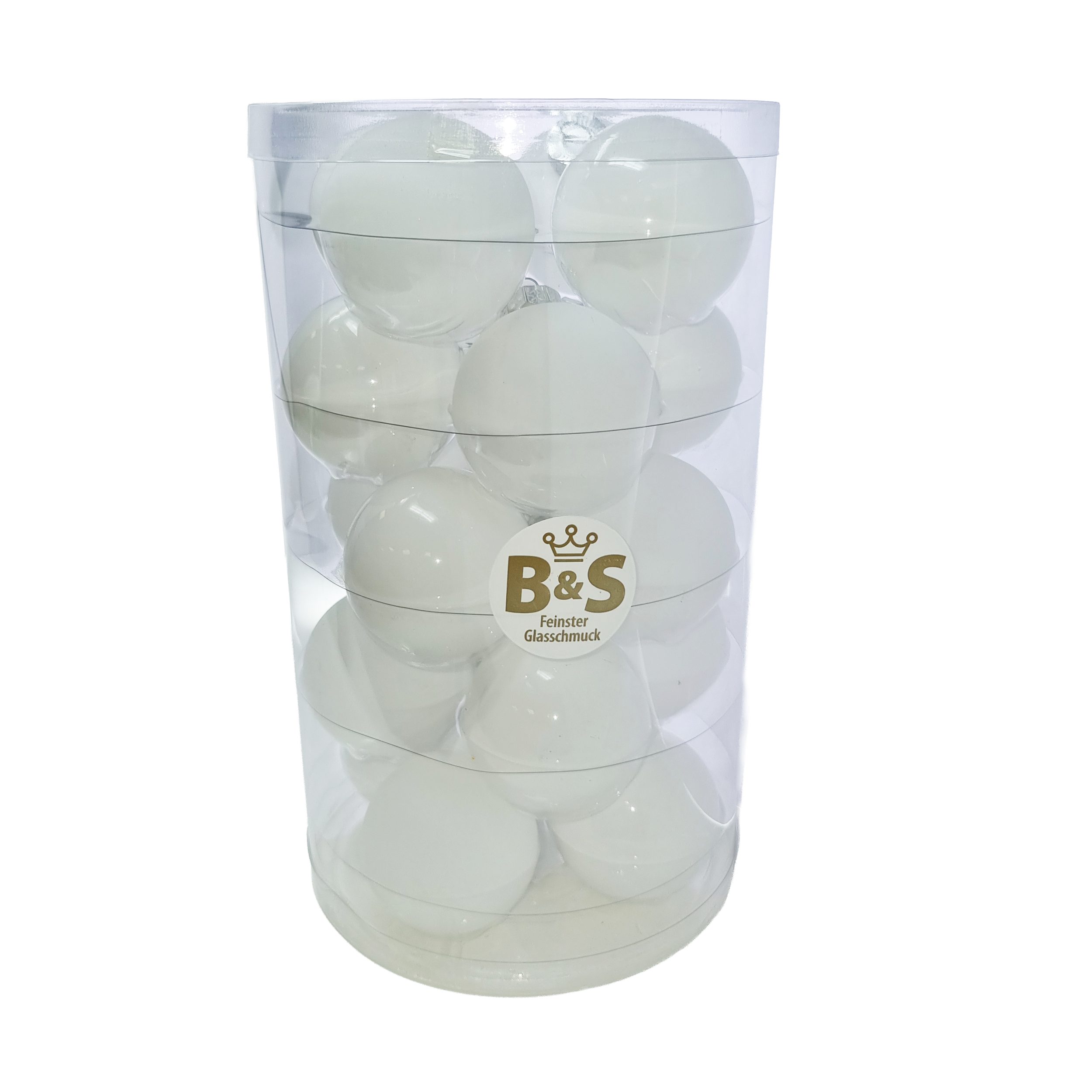 B&S Weihnachtsbaumkugel Weiß 20 Stück 10xMatt 10xGlanz Ø 6 cm Glas