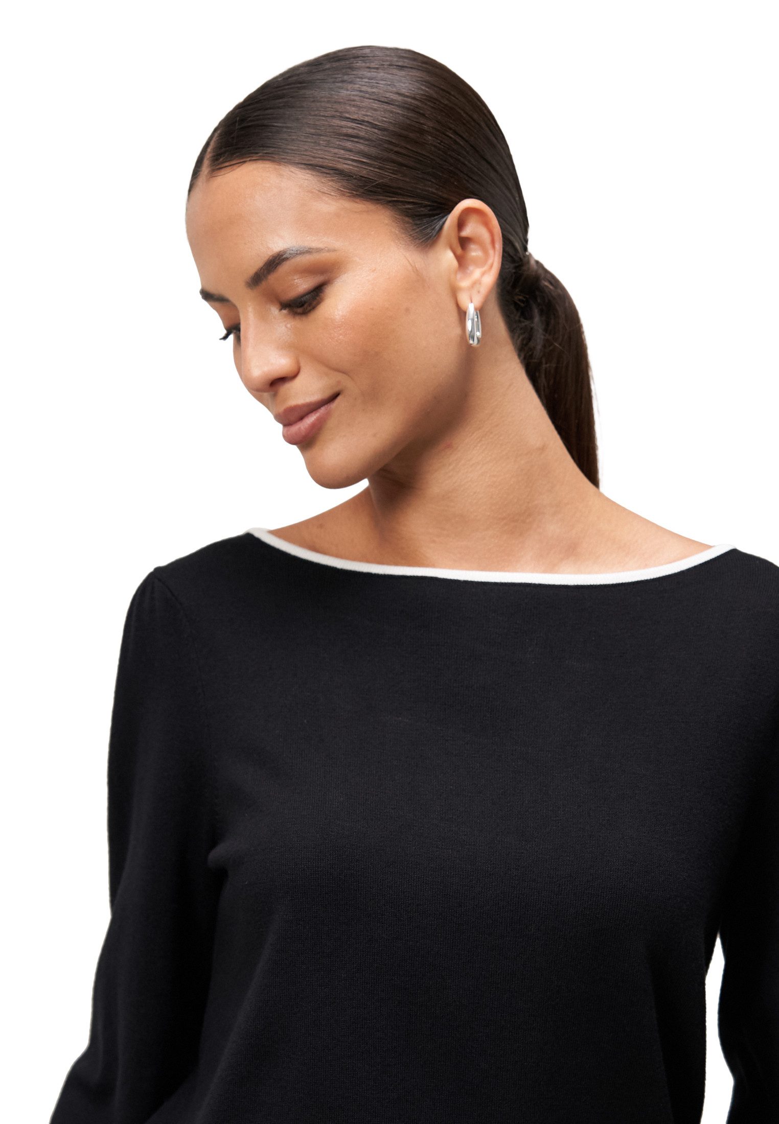 Zero Strickpullover Damen mit Kontrastpaspel (1-tlg) weiteres Detail