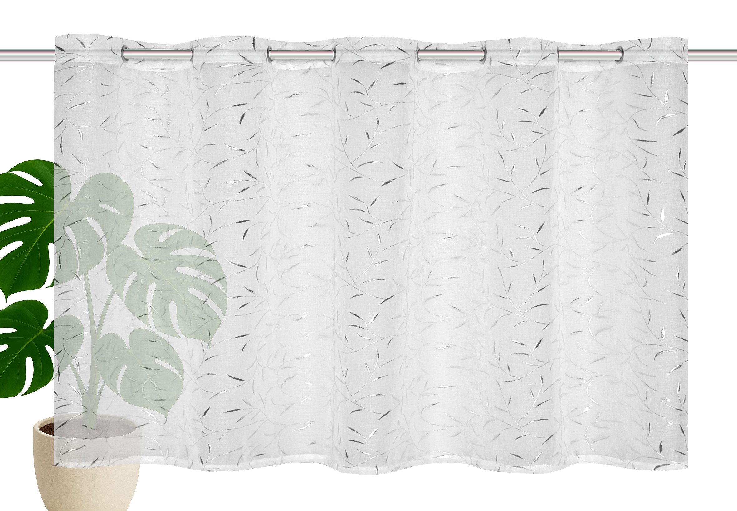 HOME WOHNIDEEN Scheibengardine RIALMO (1 St), halbtransparent, Polyester, Pastendruck