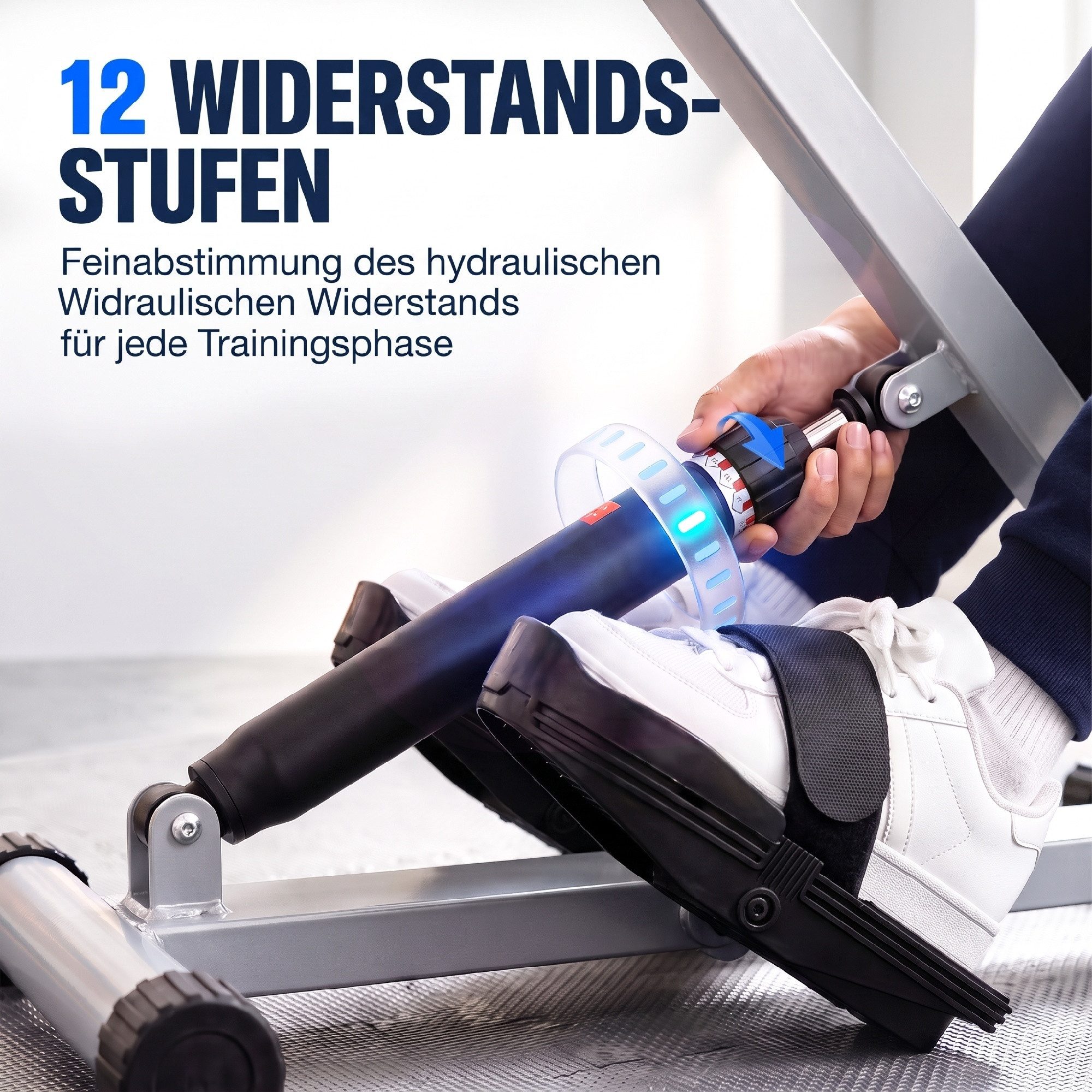 HOMCOM Rudergerät Rudergerät Fitness-Rudergerät mit LCD-Display belastbar bis 100kg (Fitnessgerät, 1-tlg., Ruderzugmaschine Heimtrainer), Grau+Schwarz 130 x 47. – Bild 4 von 5