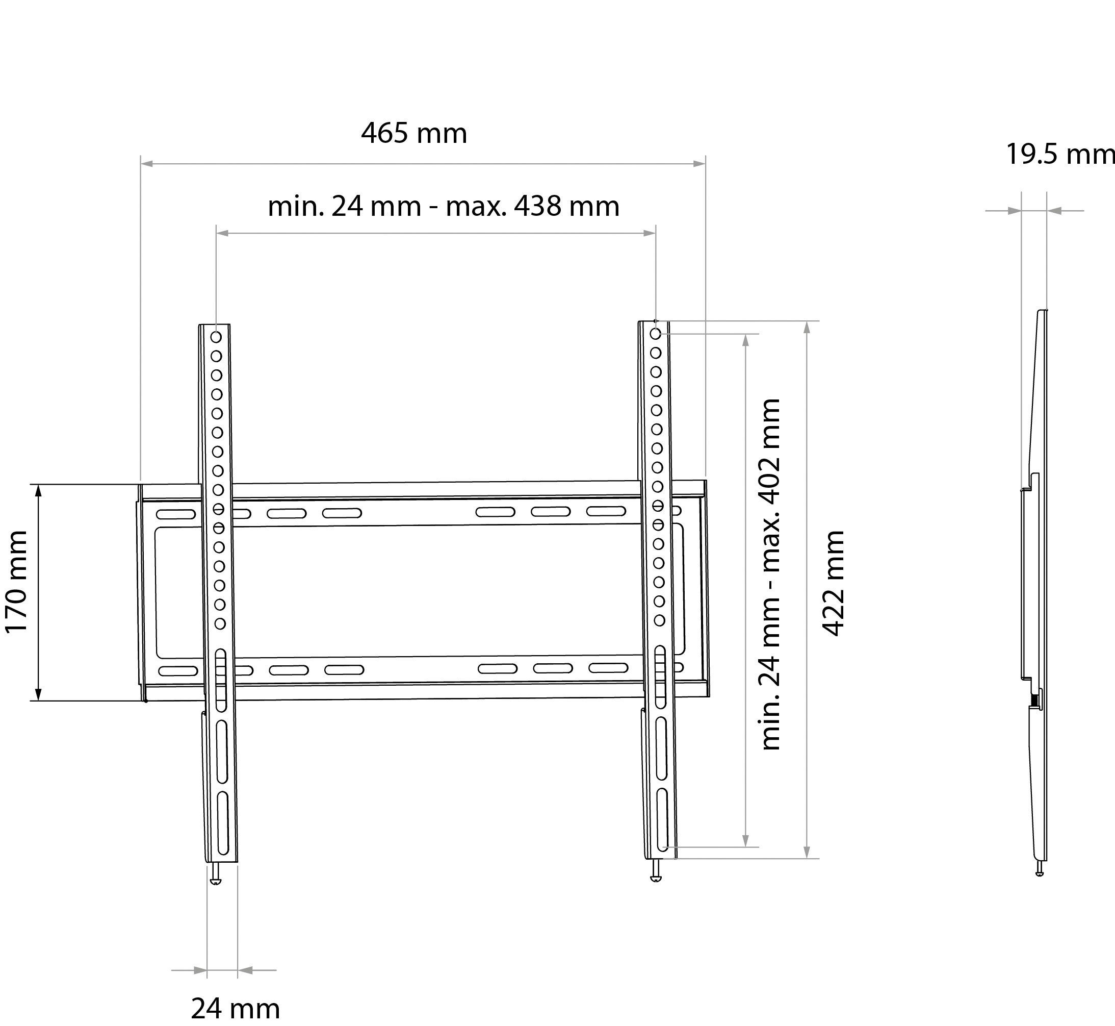 Schwaiger LWHF5535 bis schwarz) Zoll, 400x400mm, TV-Wandhalterung, (bis 513 75 fix, bis 35kg