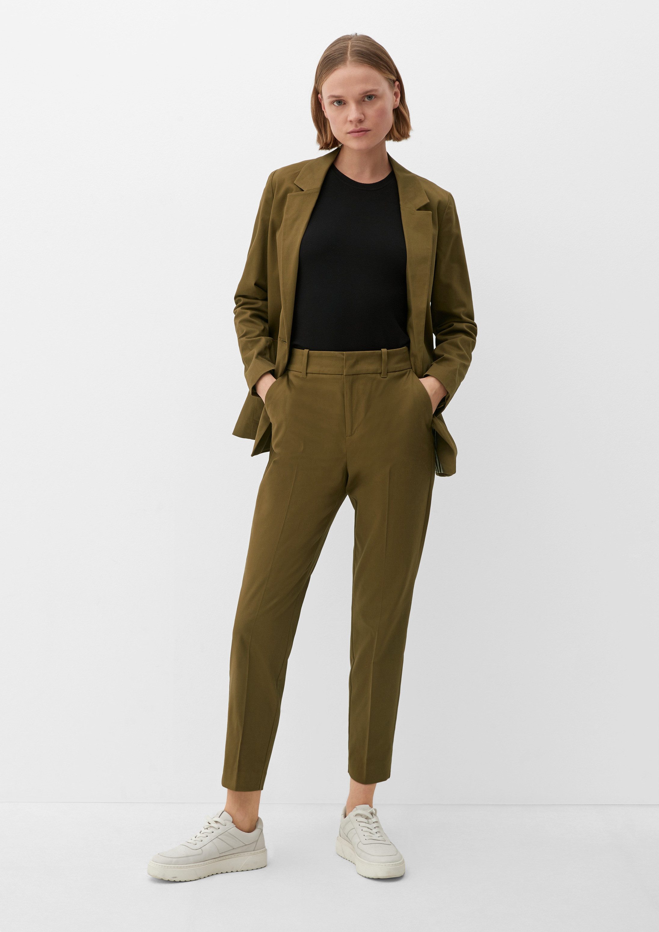 s.Oliver Chinos Hose Regular: Zigarettenhose mit High Rise-Bund