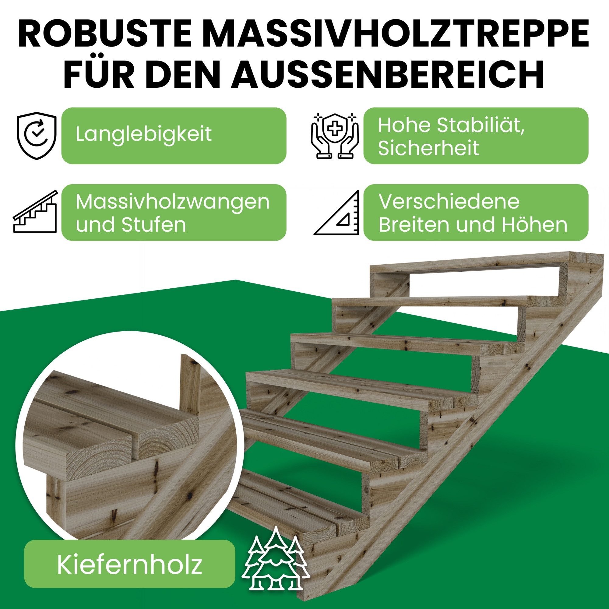Gartenwelt Riegelsberger Außentreppe Terrassentreppe Kiefer kesseldruckimpr günstig online kaufen