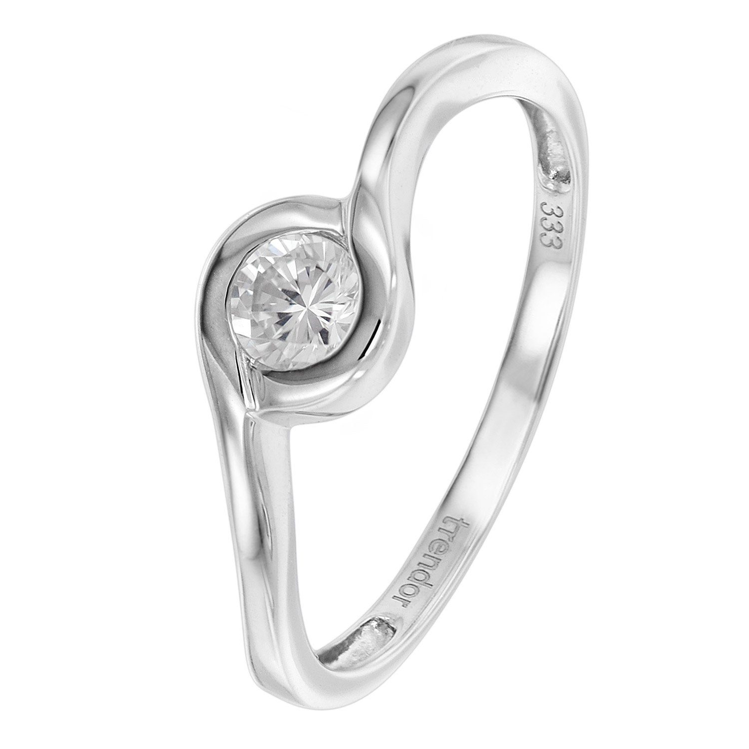 trendor Solitärring Verlobungsring Weißgold 333 / 8 Karat Damenmit Zirkonia