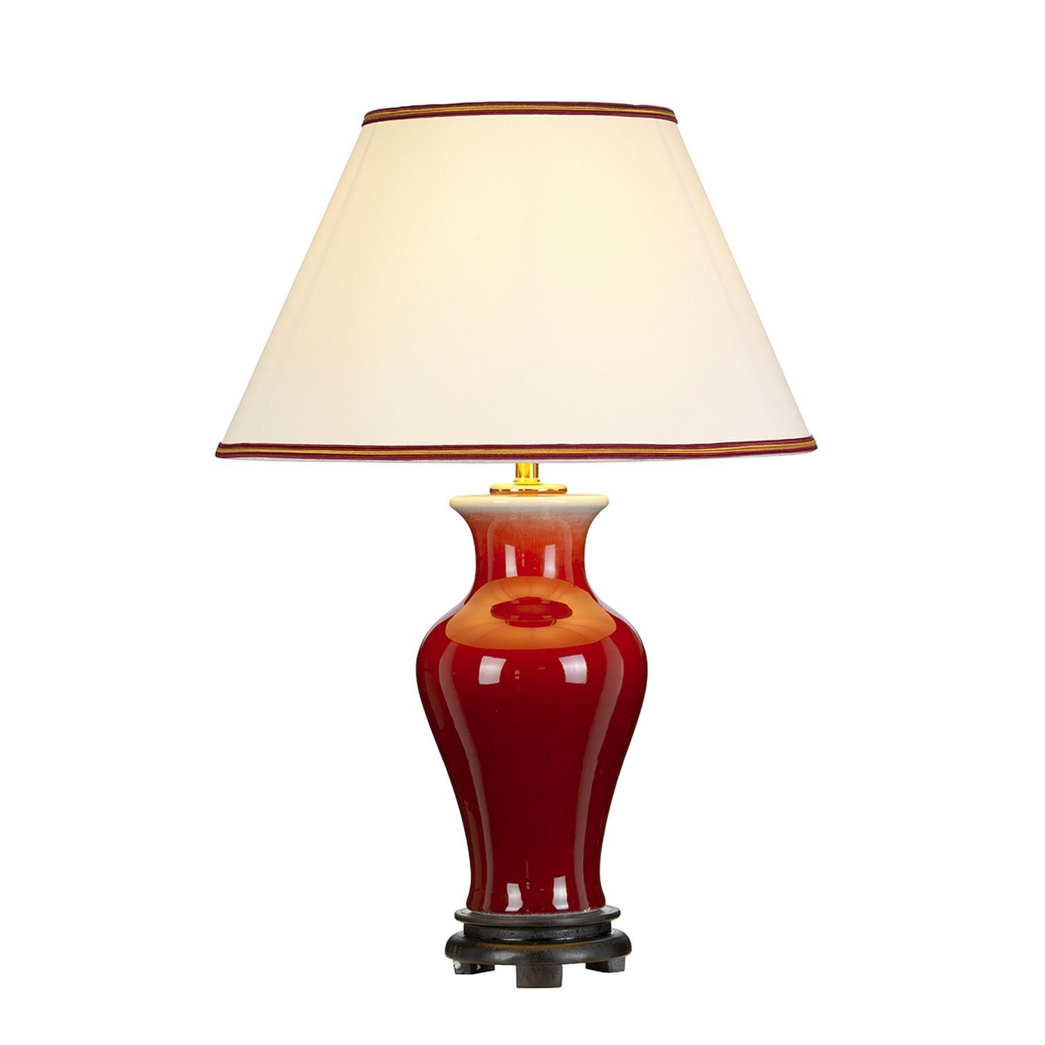 Licht-Erlebnisse Nachttischlampe FELJNA, ohne Leuchtmittel,  Nachttischleuchte E27 64 cm Creme Rot Stoff Keramik Klassisch