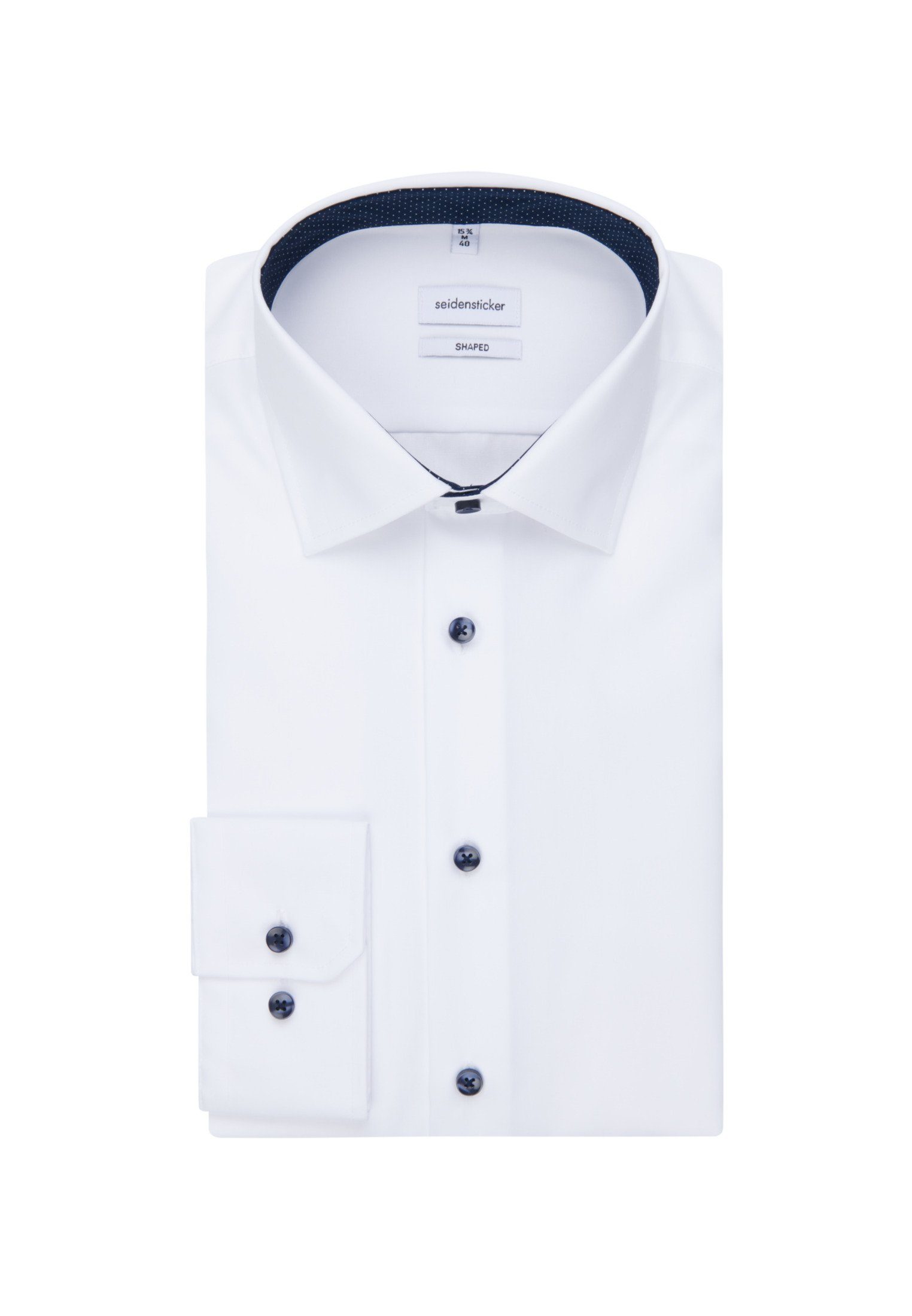 Weiß Langarm Uni Shaped Businesshemd seidensticker Shaped Kentkragen