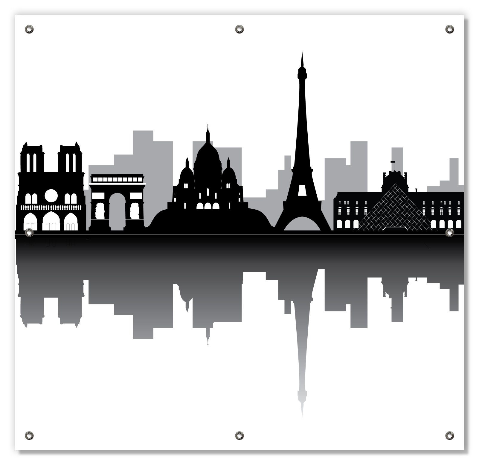 Sonnenschutz Silhouetten Pariser Sehenswürdigkeiten, Wallario, blickdicht, mit Saugnäpfen, wiederablösbar und wiederverwendbar