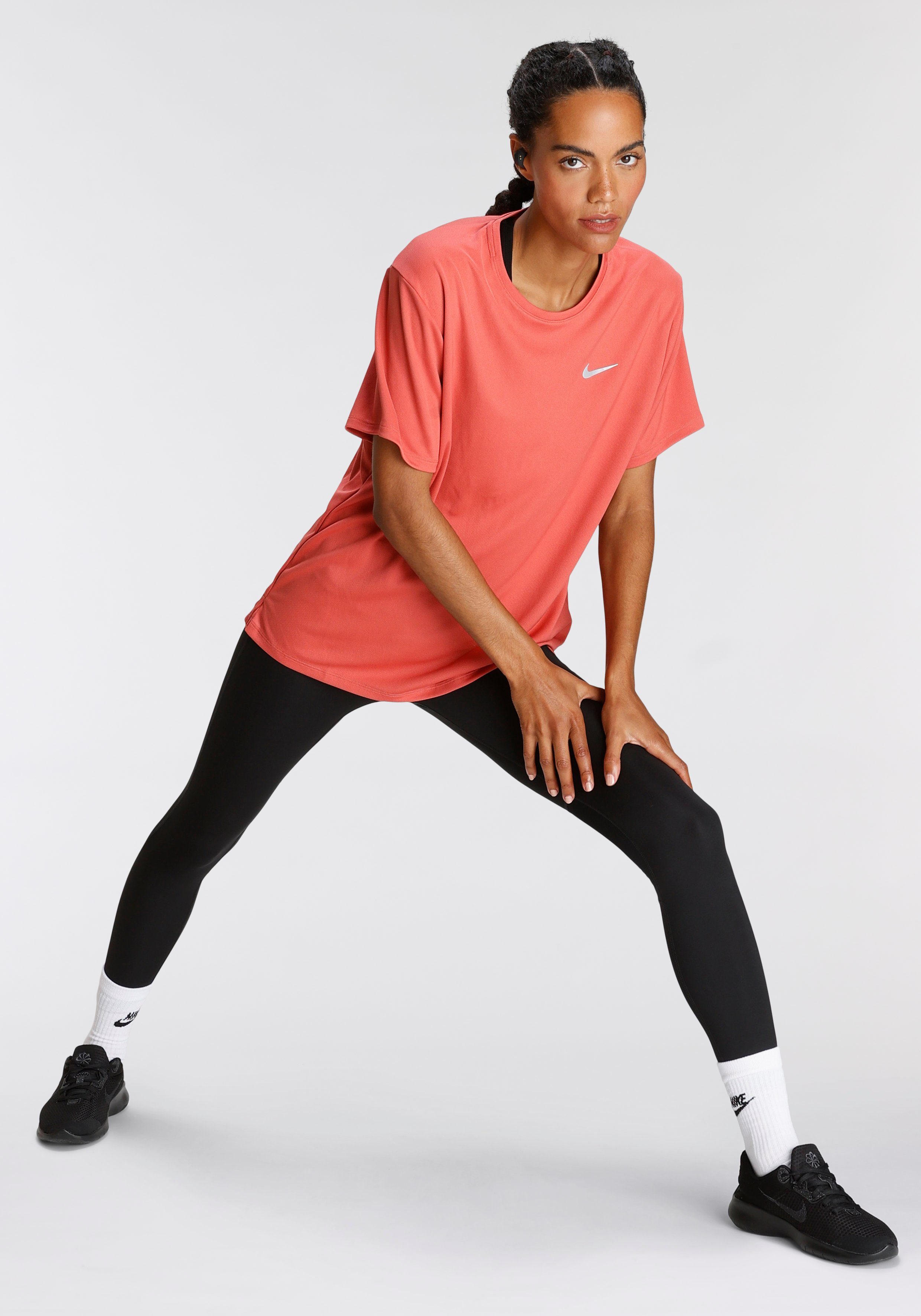 DRI-FIT Laufshirt MEN'S RUNNING TOP SILV UV Nike MILER SHORT-SLEEVE ADOBE/REFLECTIVE