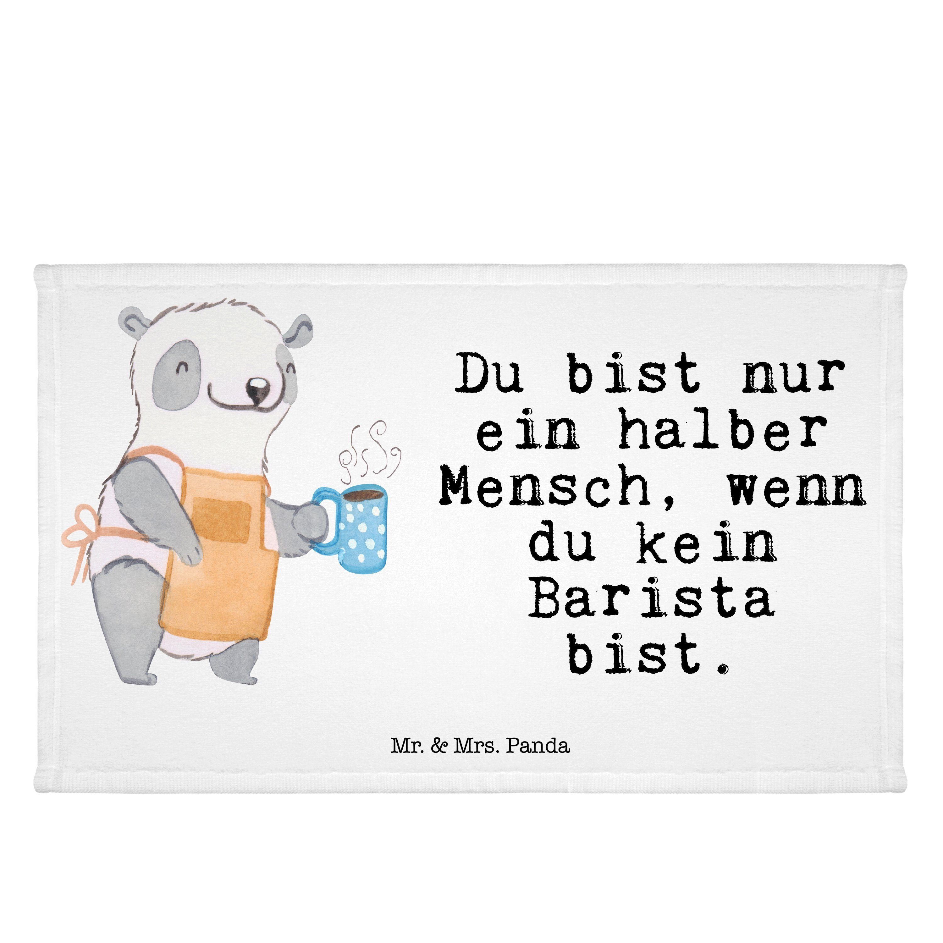 Mr. & Mrs. Panda Handtuch Barista mit Herz - Weiß - Geschenk, Danke, Gästetuch, Kaffee, Mitarbe, (1-St)