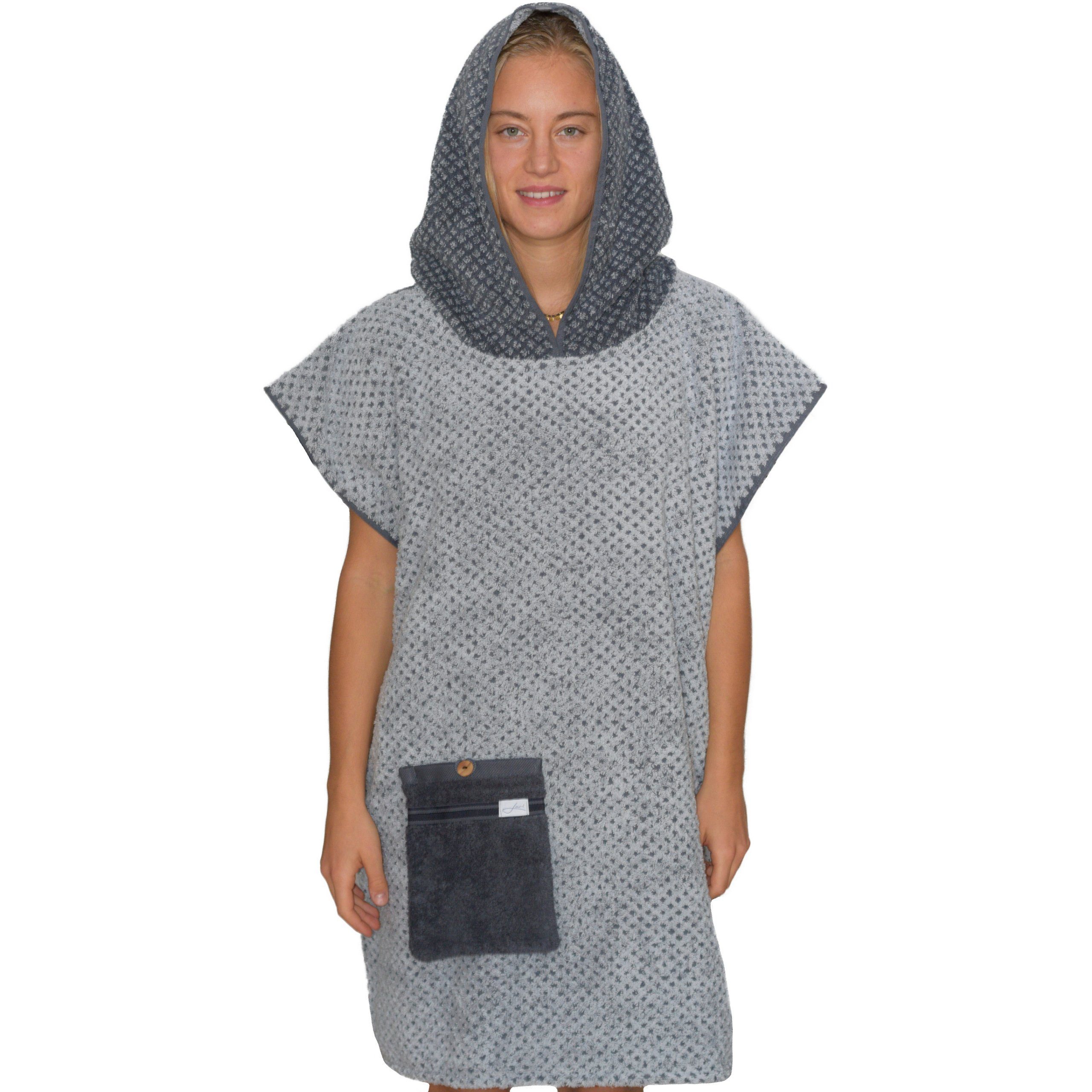 in Badeumhang, Frottee Surfponcho Kapuze Badeponcho Erwachsene und Germany Made Lou-i mit Tasche Kapuze,