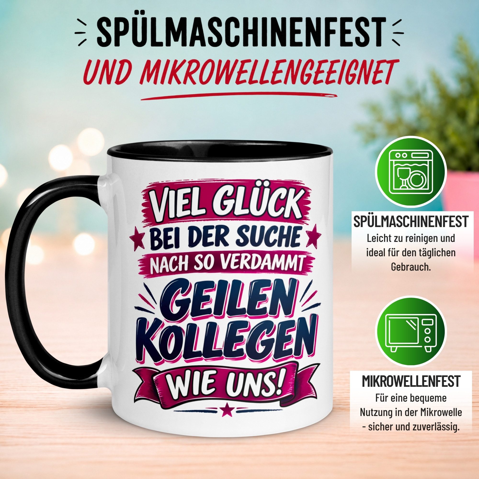 Momentals Tasse Wir waren mit Abstand die Besten – Abschiedsgeschenk Kollegin Kollegen, Gratis Versand · Links-&Rechtshänder · Spülmaschinenfest – Bild 5 von 5