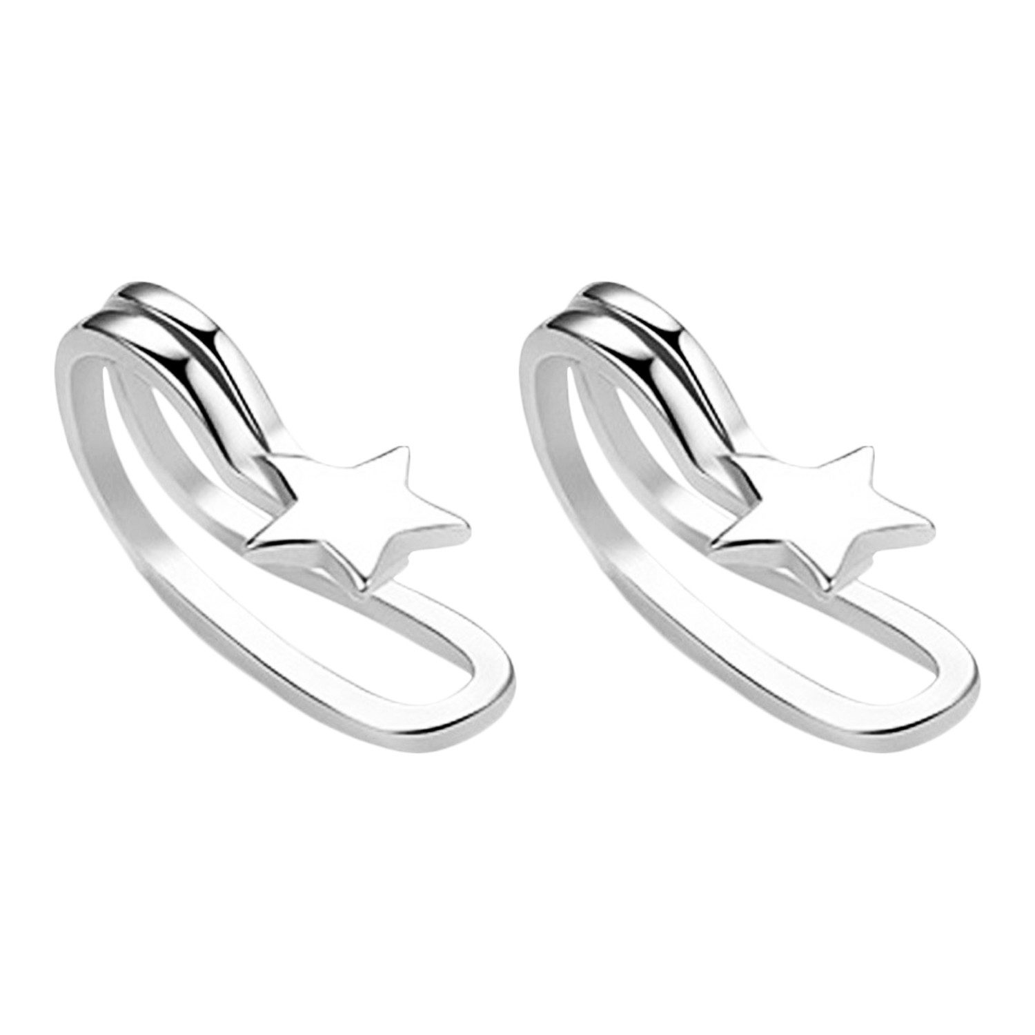 LÖB Ohrklemme Silber Ohrklemme Sterne Ear Cuff Ring Fake Piercing Ring Hoop Modern (Geschenke für Frauen Damen Beste Freundin Mutter Mama Ehefrau Oma sie zum Geburtstag Schmuck Sommer, Inkl. Schmuckbox), Ohrmanschetten Ohrringe Ear Climber Klemmring Minimalistisch