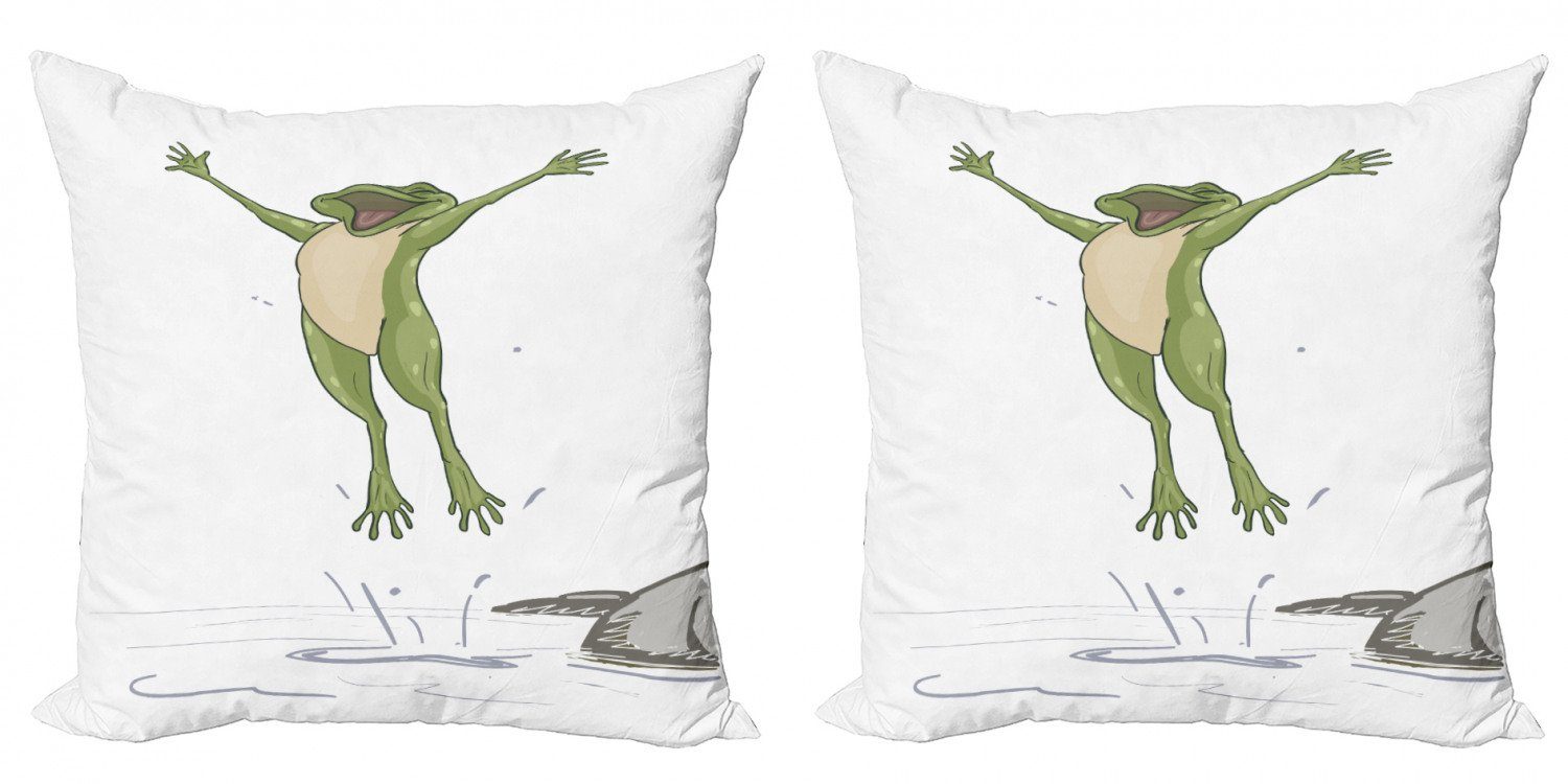 Humor (2 Frosch Glückliches Digitaldruck, Toad Modern Stück), Accent Springen Abakuhaus Doppelseitiger Kissenbezüge