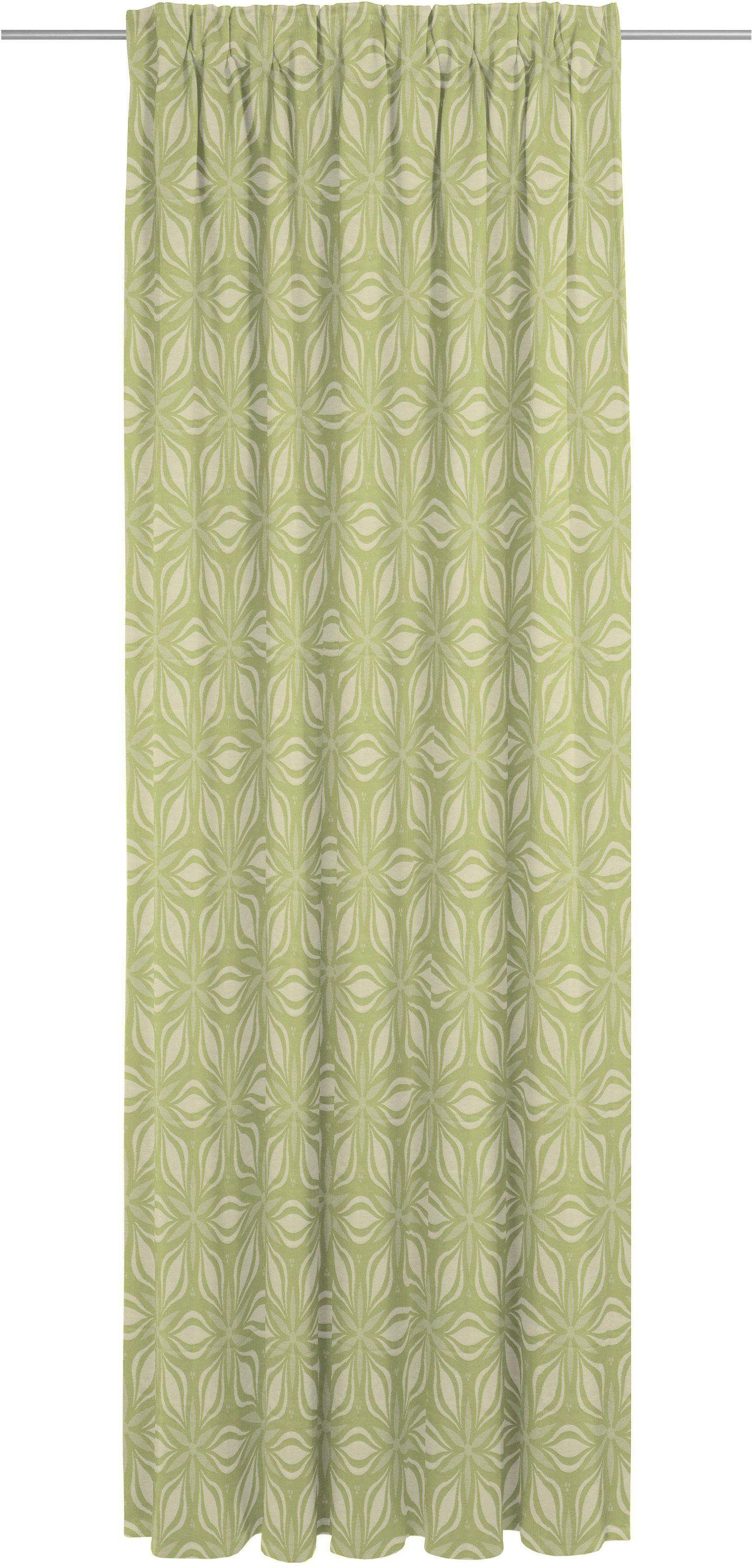 Vorhang Retro Floret, Adam, Multifunktionsband hellgrün aus St), blickdicht, nachhaltig (1 Bio-Baumwolle Jacquard