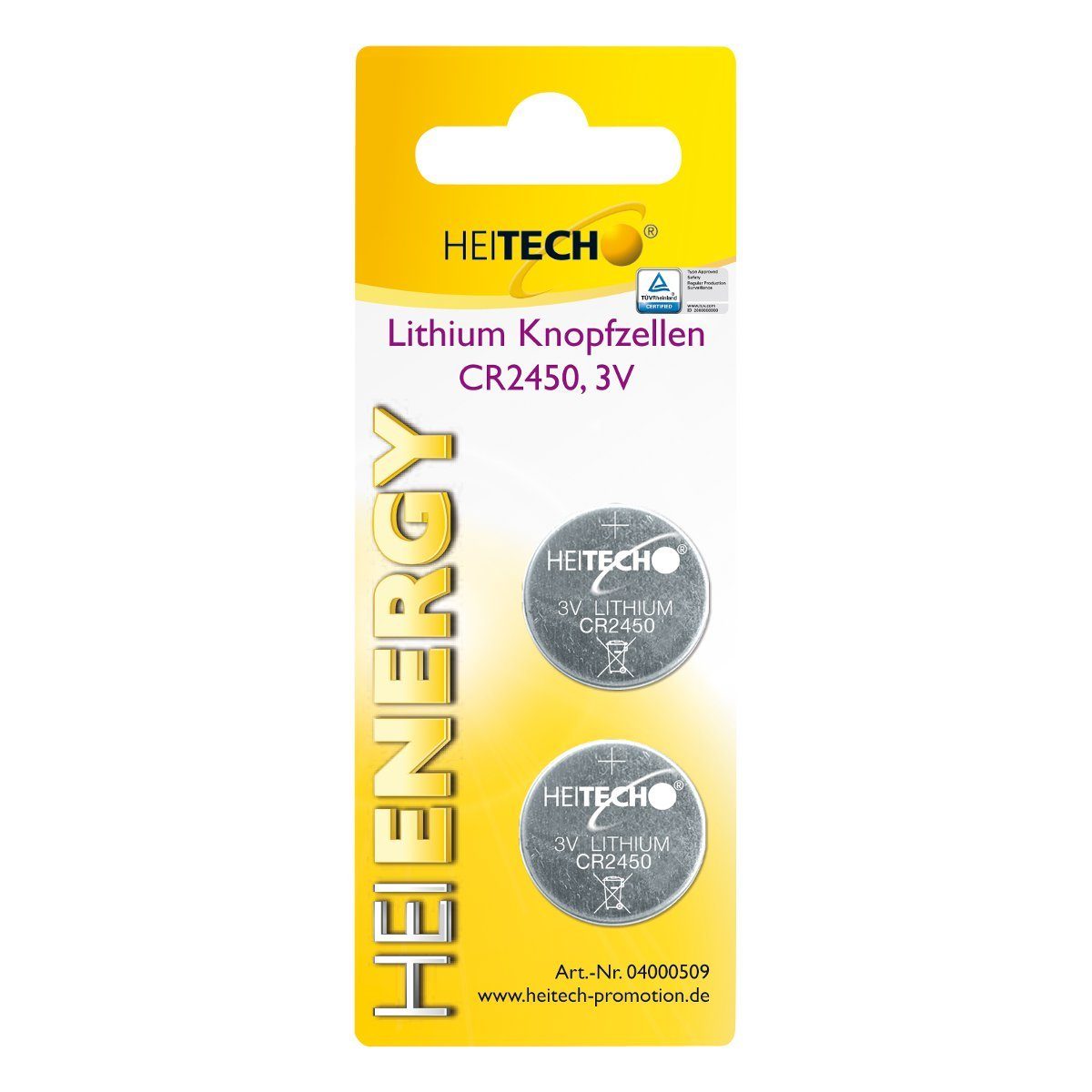 Knopfzellen, CR2450, Knopfzelle Lithium 2-er 3 Pack, V HEITECH