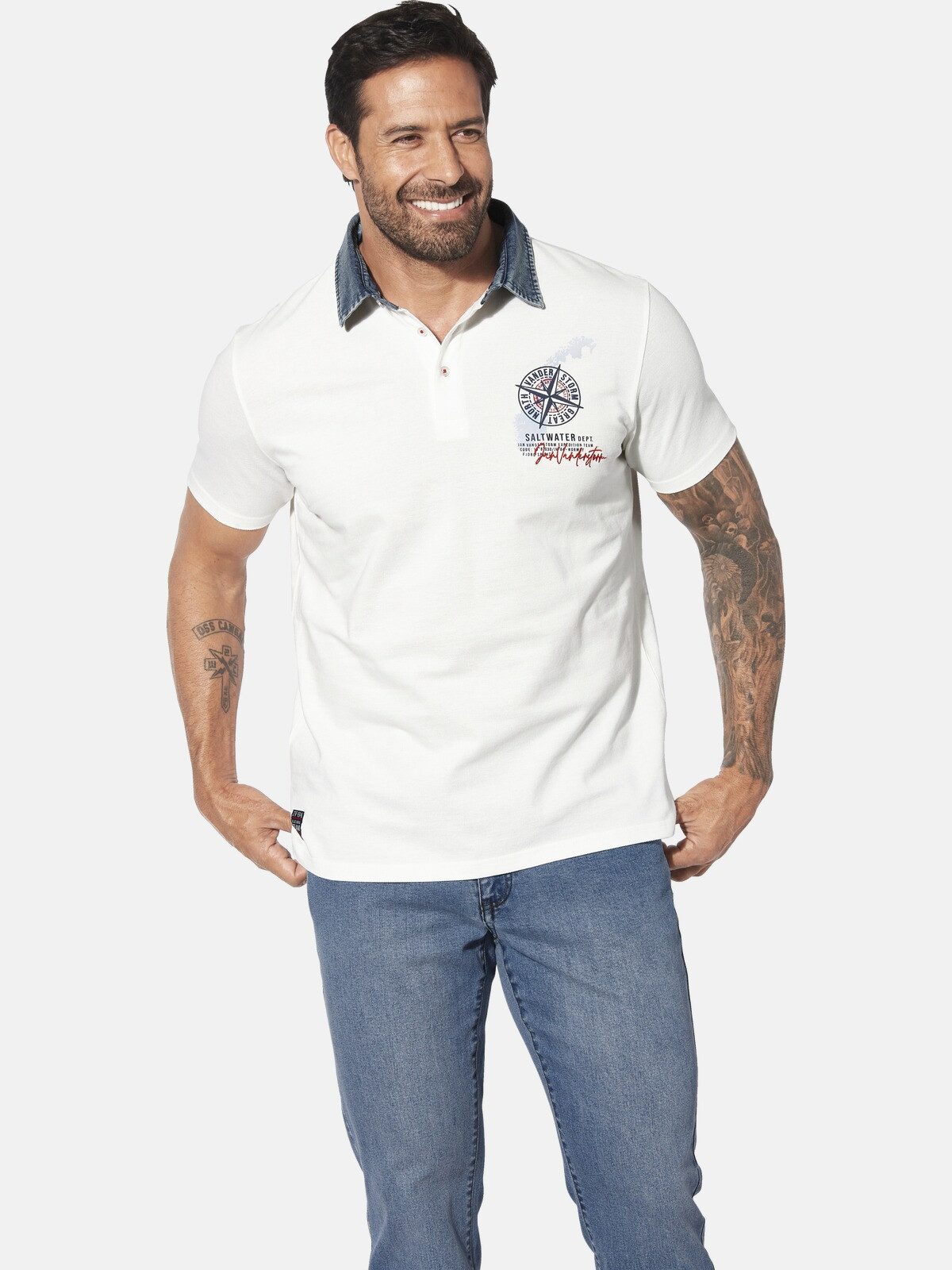 Jan Vanderstorm Poloshirt TORGUND mit Jeanskragen günstig online kaufen