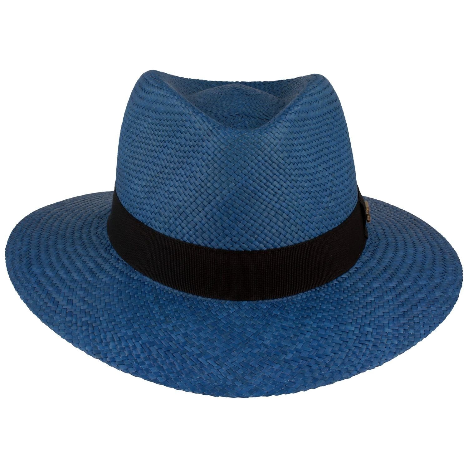 Breiter Strohhut Eleganter original Panama UV-Schutz Hut blau 50