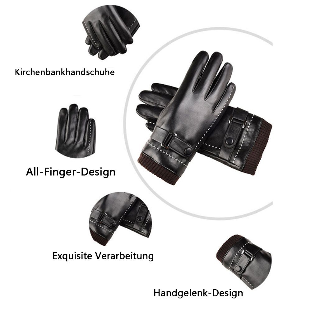 Jormftte Winter Baumwollhandschuhe Kunstlederhandschuhe,Touchscreen